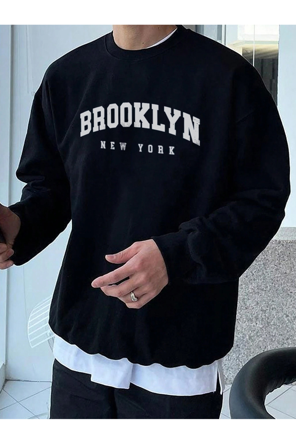 Oversize Brooklyn Crew Neck Sweatshirt - Fleece Inside Winter
