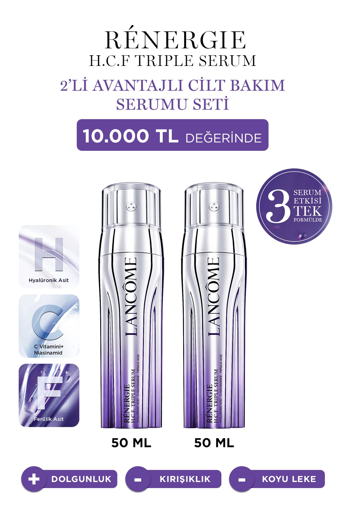 Lancome Rénergie Triple Serum Гиалуроновая кислота, витамин С, ниацинамид, феруловая кислота 7829999999044 VB829044