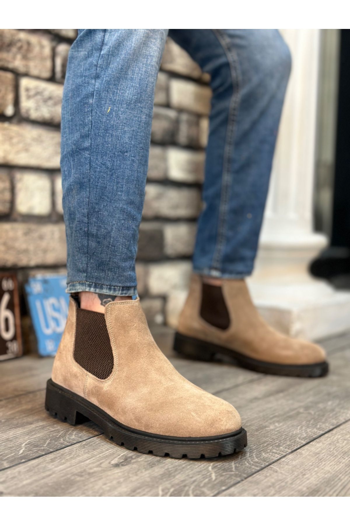 Mens cream deals boots
