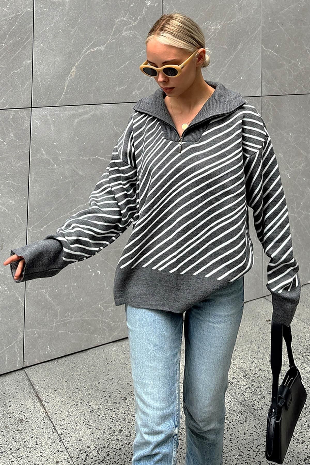 Dark grey sweater outfit women's cheap