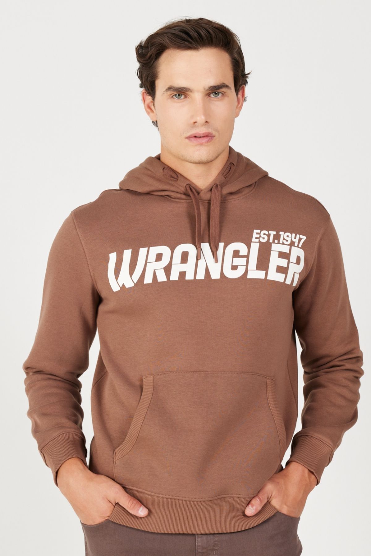 Wrangler به طور منظم مناسب و معمولی برش پیراهن مردانه قهوه ای