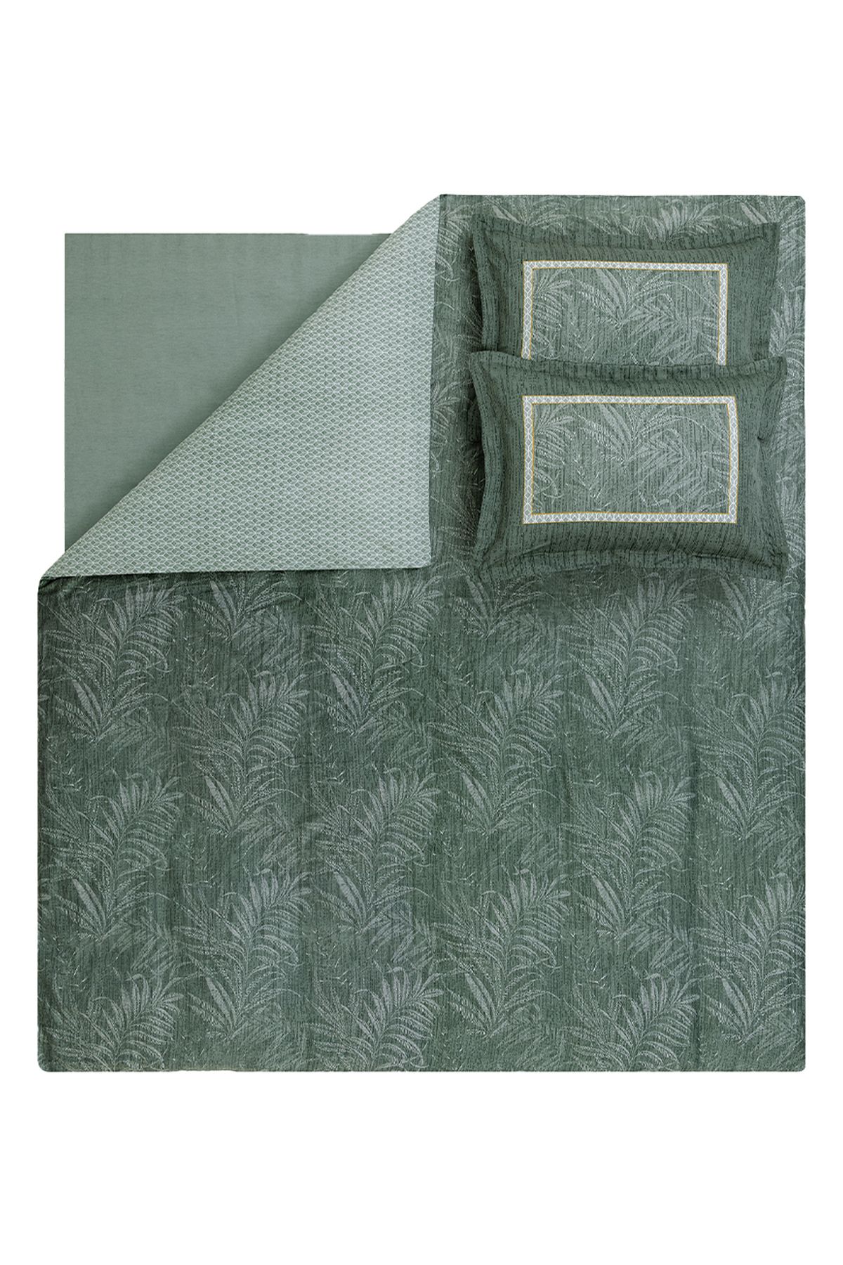 Yataş-Mervin Double 100% Cotton Satin Duvet Cover Set - Sage 3