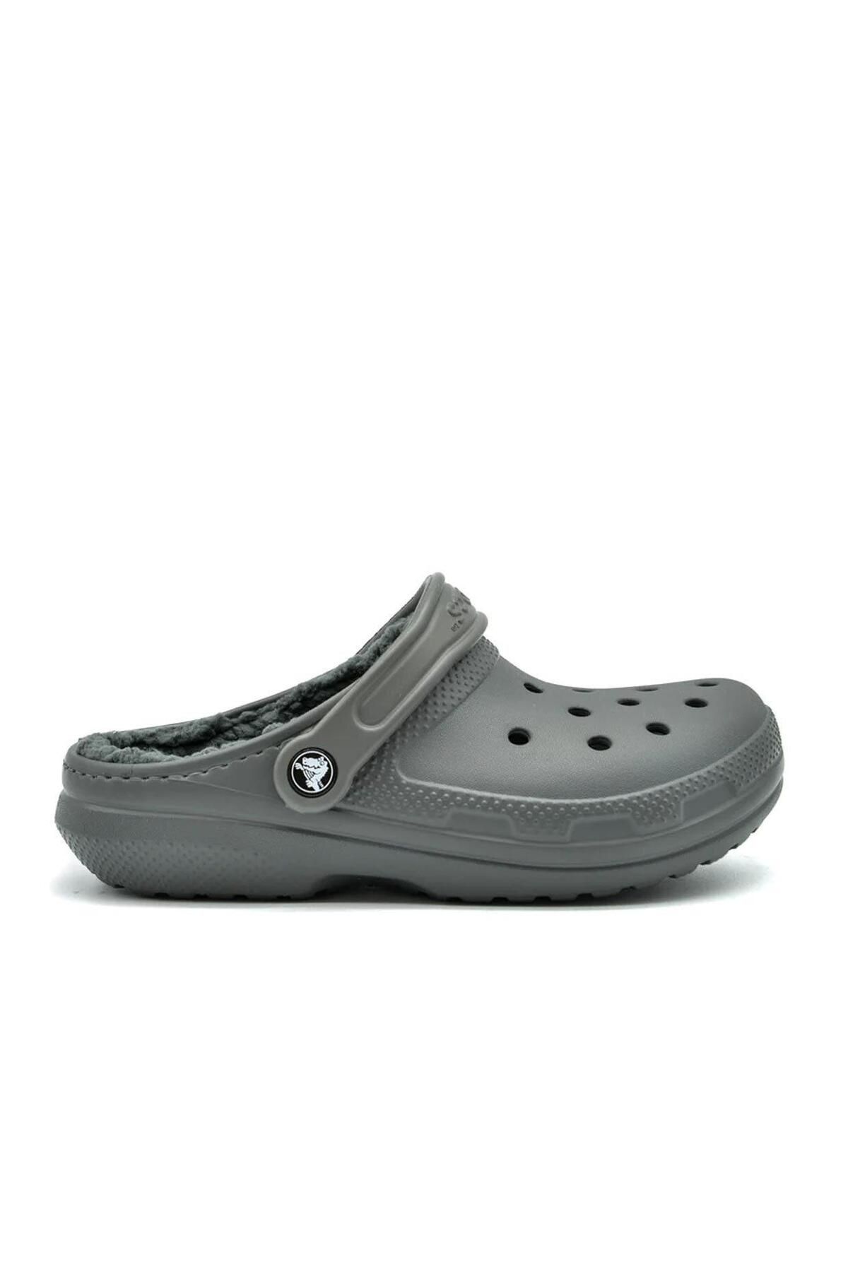 Grey fur lined crocs discount