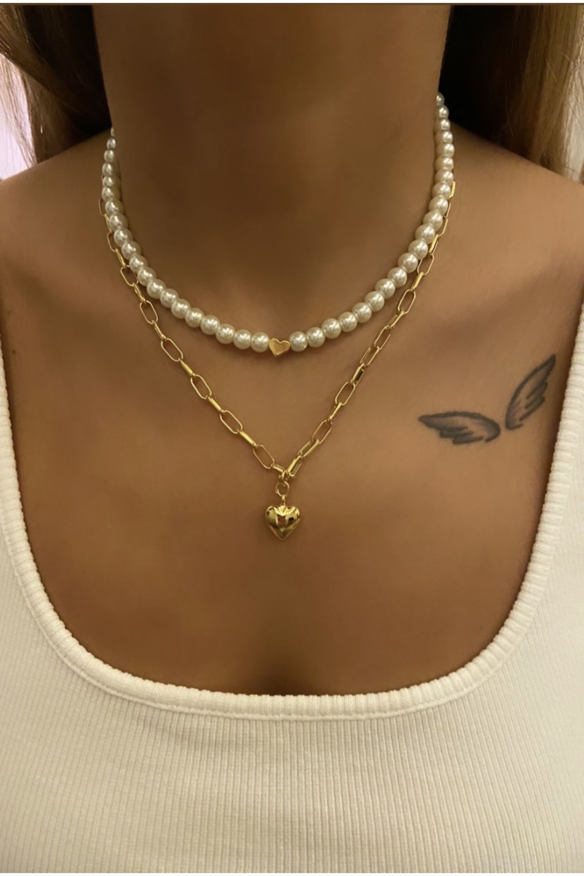 Womens gold deals heart necklace