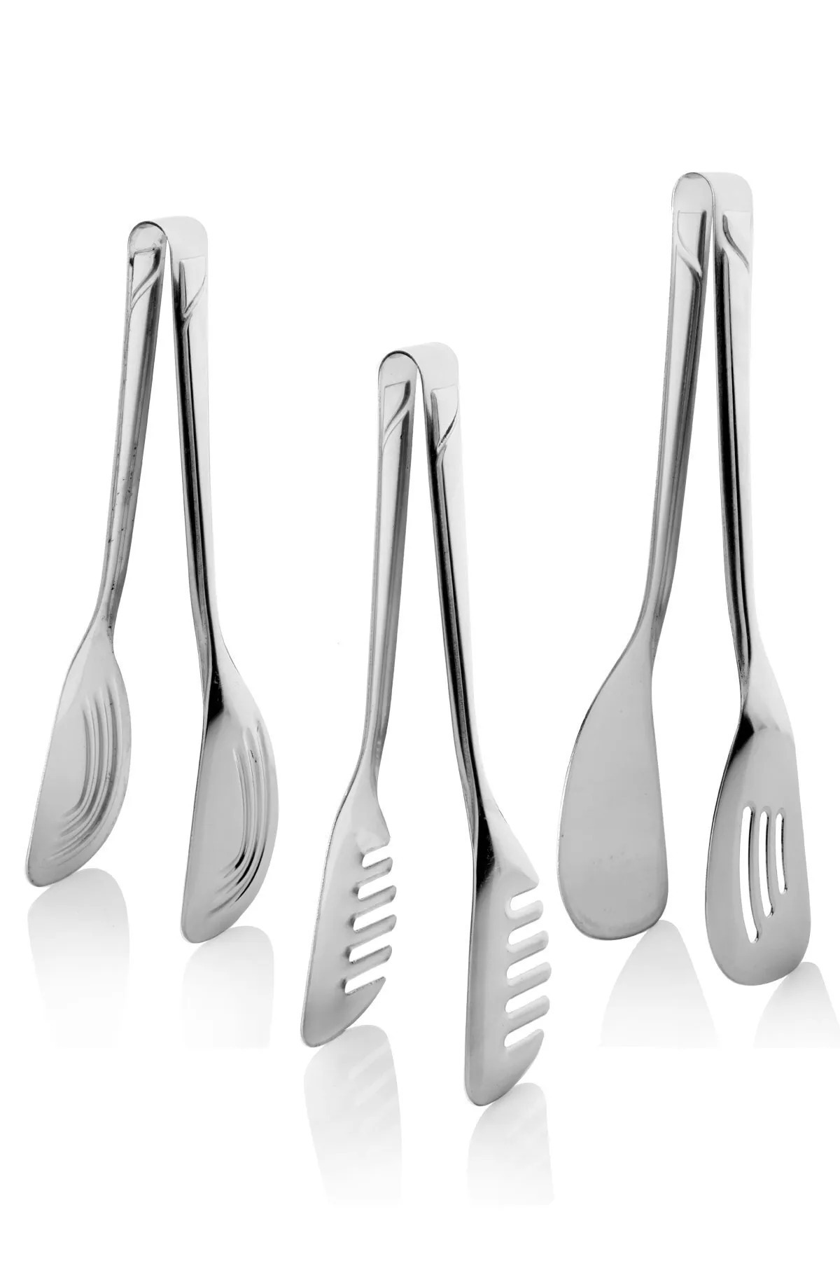 Steel Luxury 3-Piece Tong Service Set 18/10 Quality Cake Salad Pasta Tongs