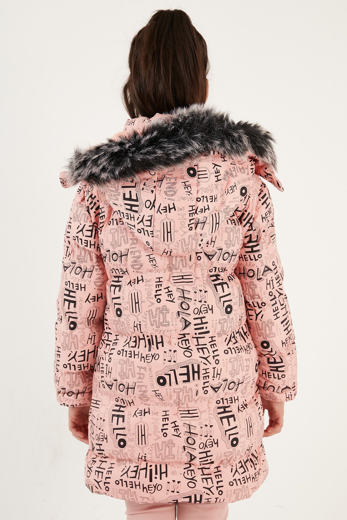 Lela کت خز مصنوعی چاپ شده با روکش مخمل دار متحرک زمستانی دخترانه Child MON