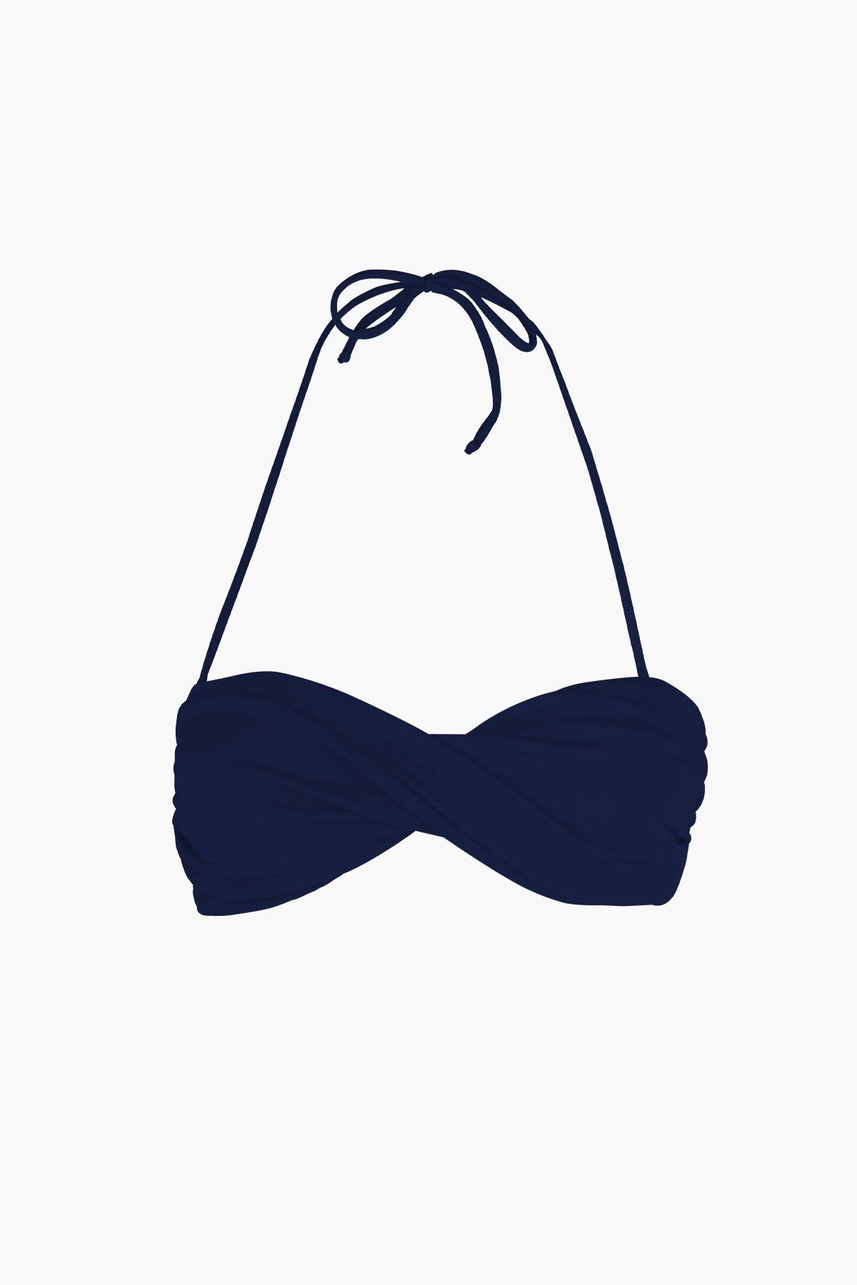 AYYILDIZ-63508 Navy Blue Twist Strapless Bikini Top 5