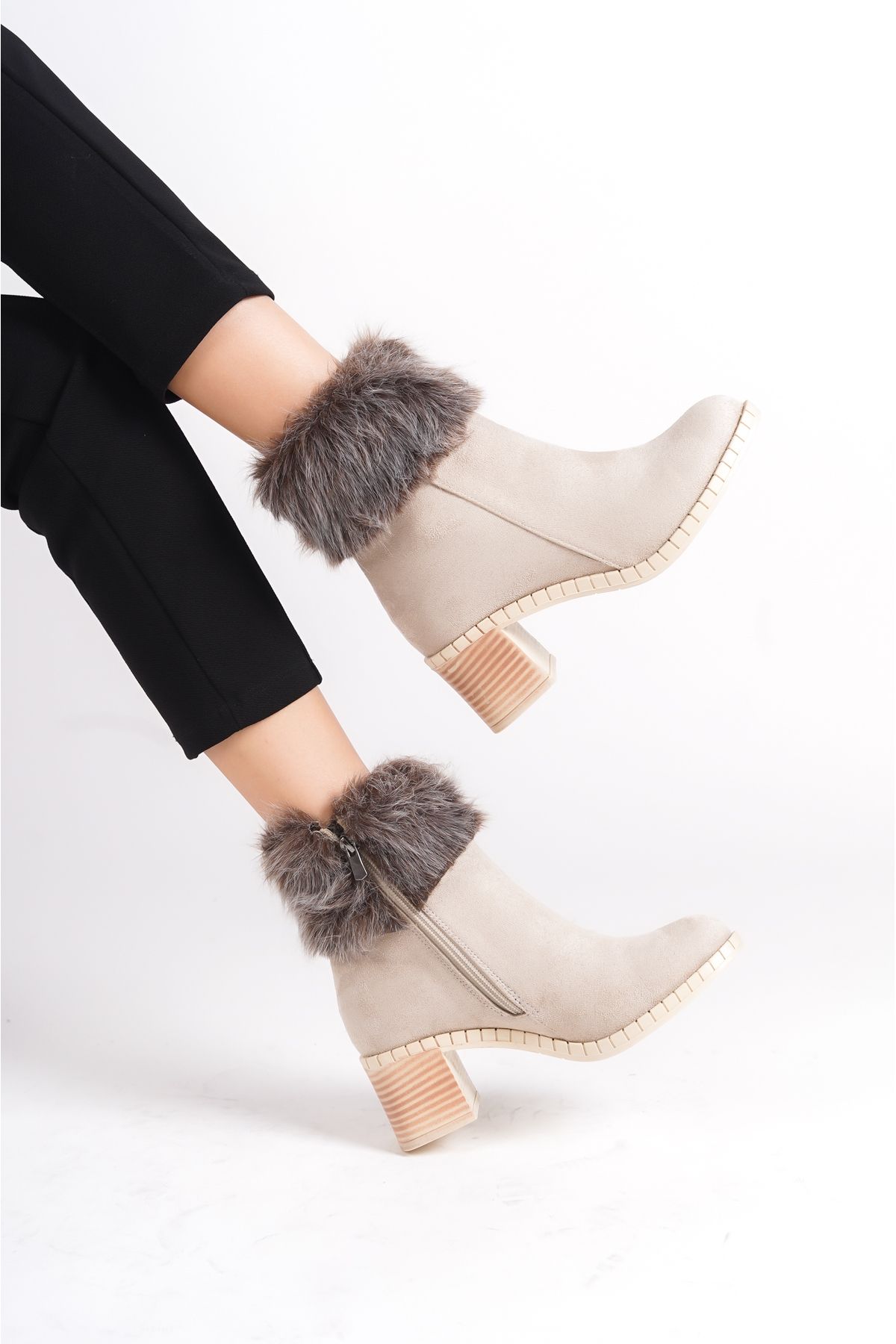 Larina faux fur heeled boots on sale