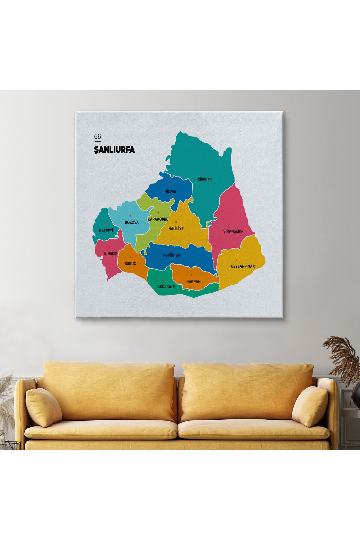 Şanlıurfa İli ve İlçeler Haritası Dekoratif Kanvas Tablo 1457 görsel 2