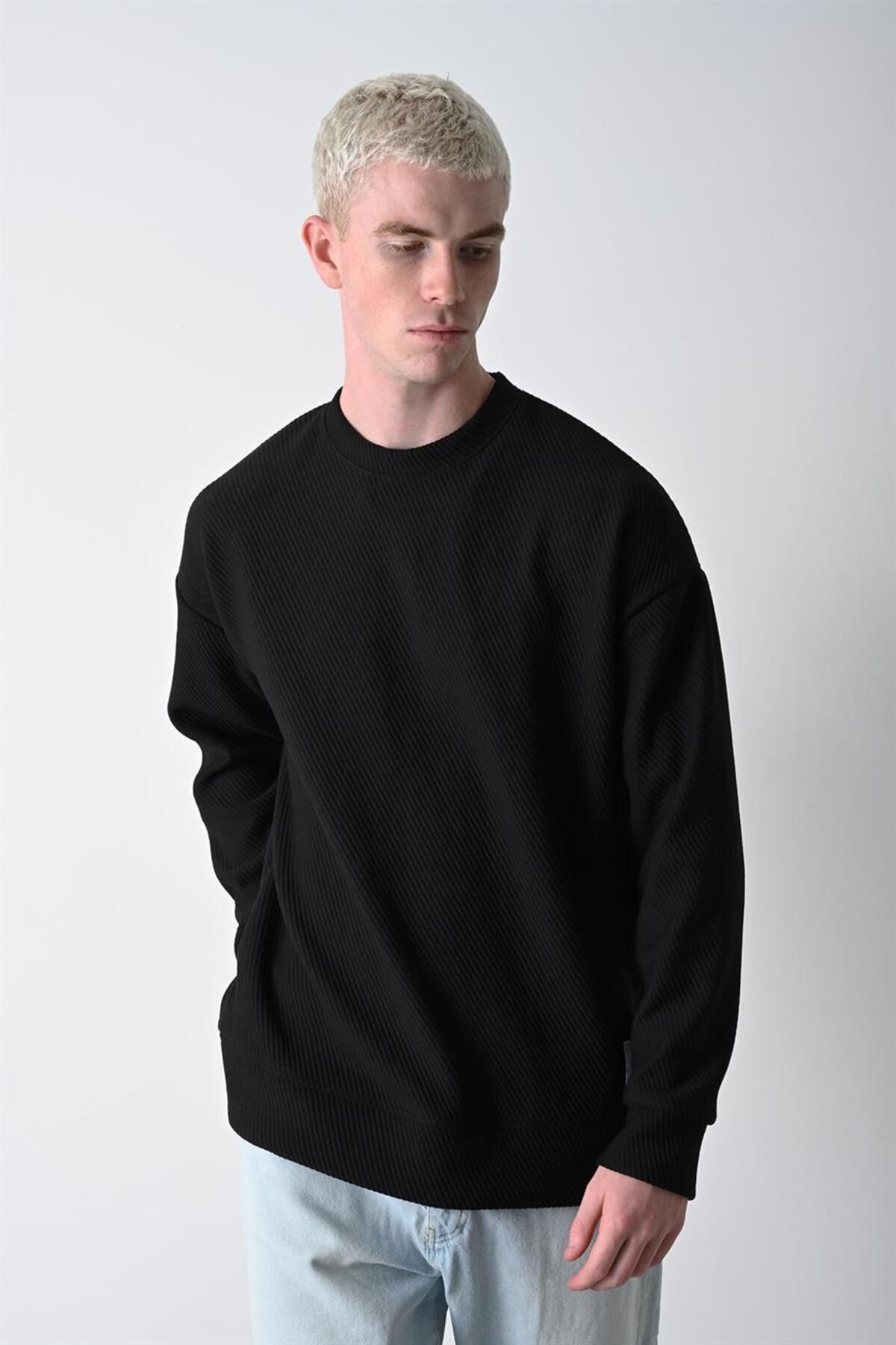 Mens black ribbed sweater sales