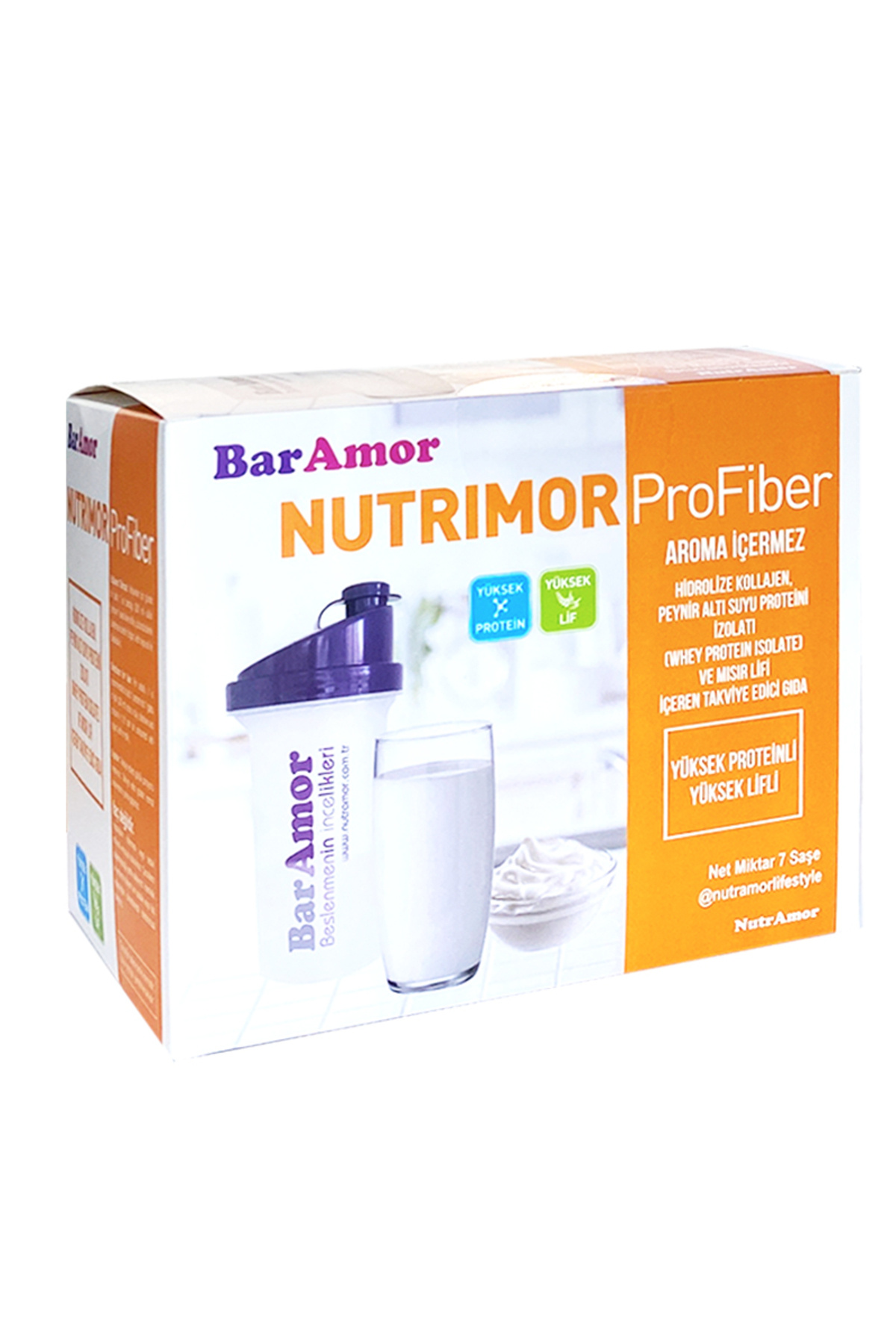BarAmor Nutrımor Profiber – Aromasız Yüksek Protein, Lif Ve Kollajen Içeren Takviye Edici Gıda (7 GÜNLÜK)