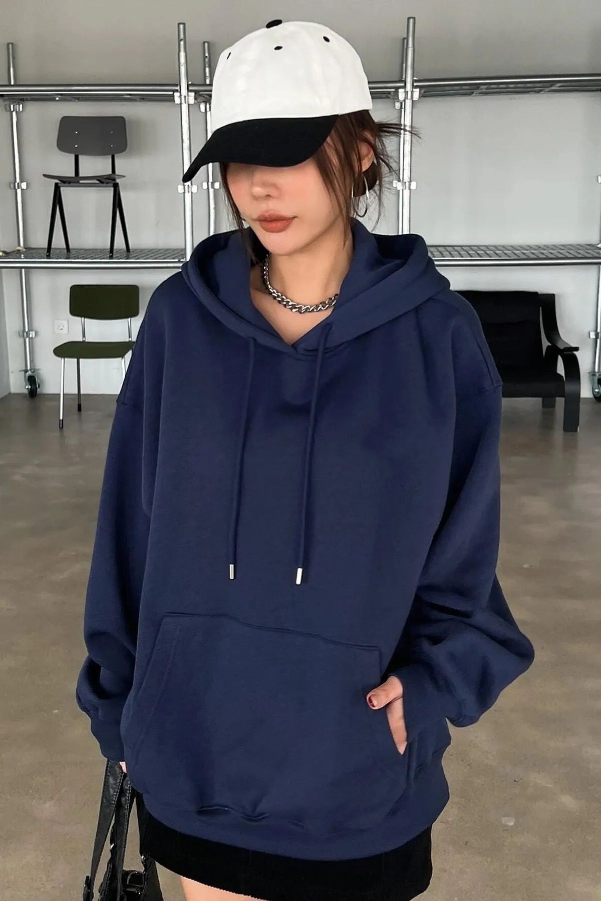 Machetta-Plus Size Unisex Hooded Courageous Start Printed 3 thread Oversize Sweatshirt 2