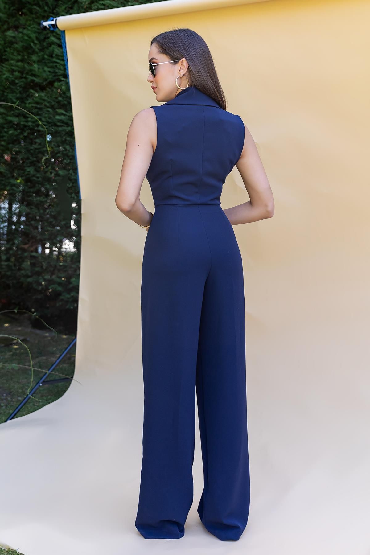 Royal blue shop and gold jumpsuit