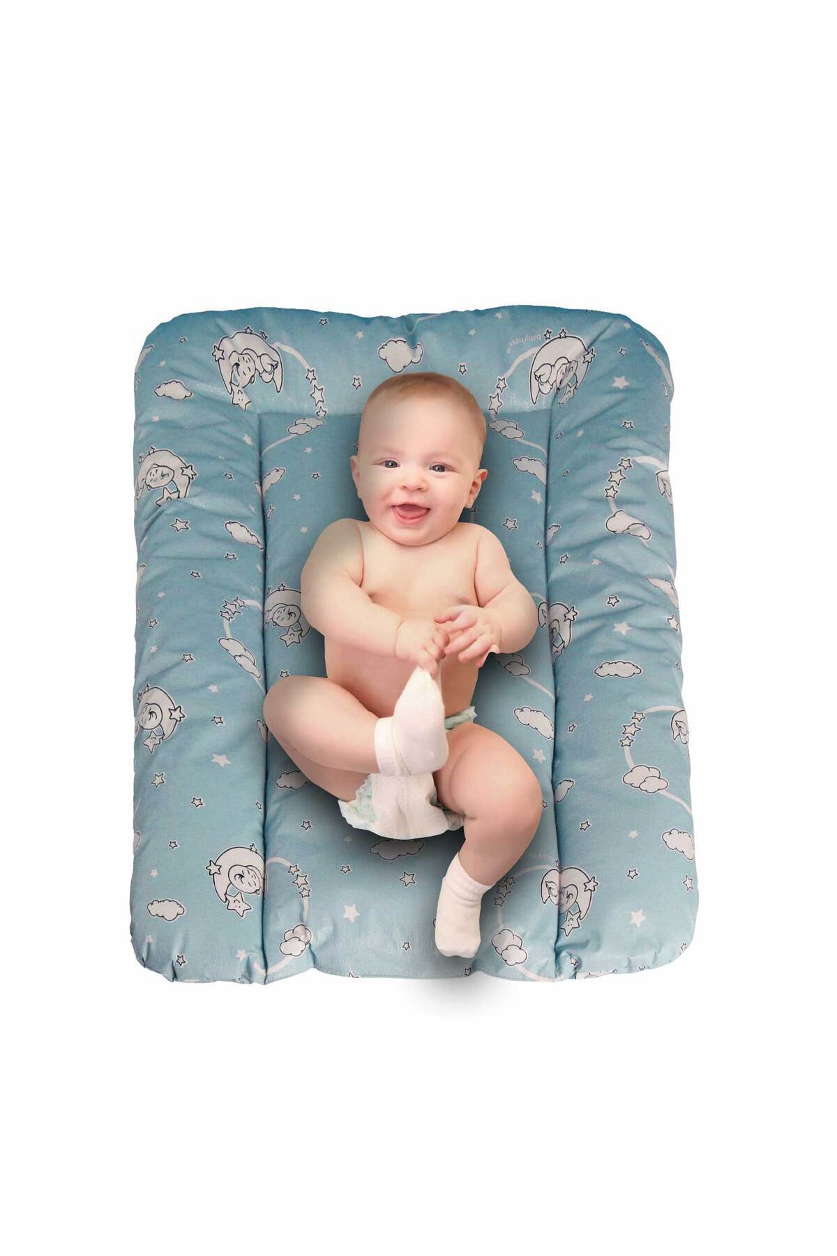 Baby'ness Elyaf Dolgulu Pvc Alt Değiştirme Minderi Küçük Sıvı Geçirmez Leke Tutmaz Aydede Mavi fotoğrafı 3 (önizleme)
