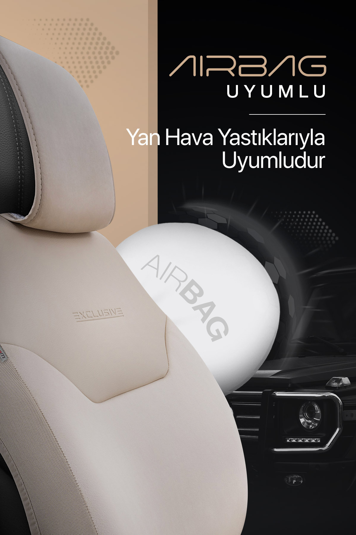 Otom Exclusive Koruyucu Oto Koltuk Minderi Premium Süet Bej fotoğrafı 3 (önizleme)