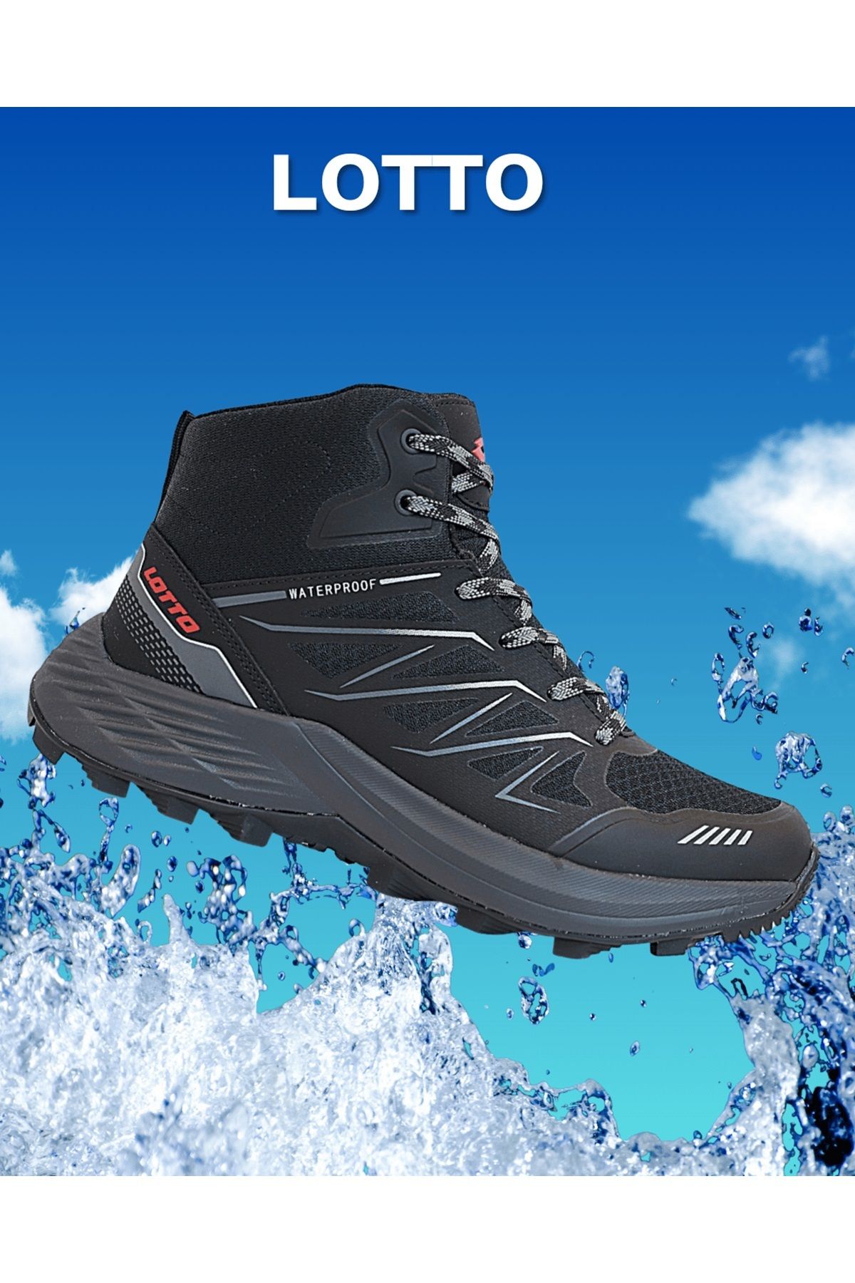 Lotto 1764-کف آناتومیک آرنت کفش ورزشی کوهنوردی ضد آب خاکستری مشکی