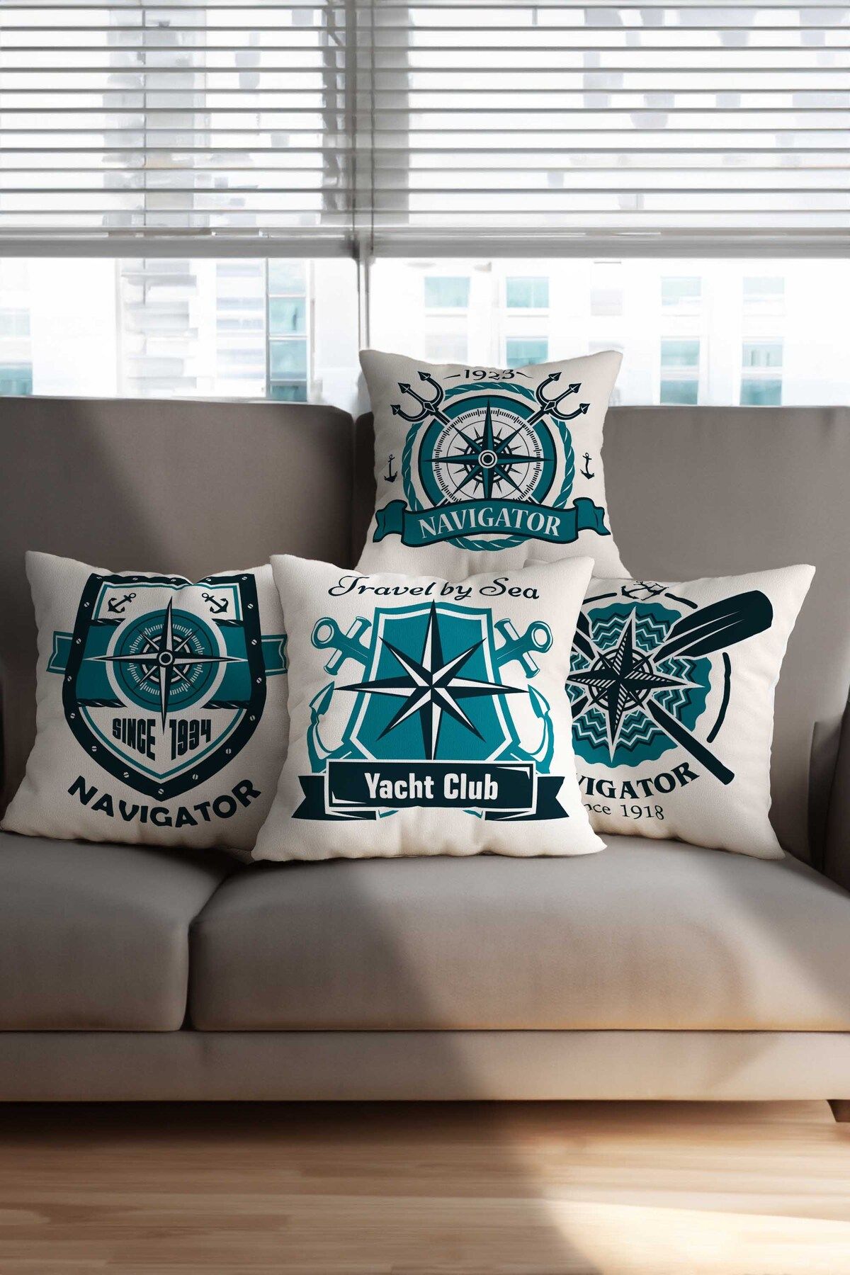 Hayal Dekoratif Summer And Sea Themed Blue Anchor Patterned
