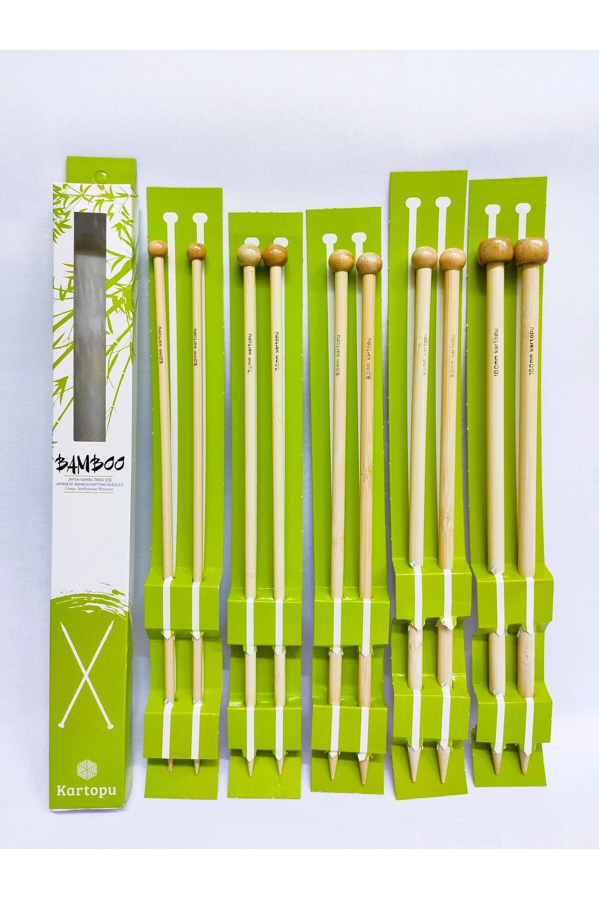 ATMACA TUHAFİYE Set De 5 Ace Din Bambus Japonez Kartopu 6-7-8-9-10 Numere Ace De Tricotat Din Lemn De Bambus - 5-9.9mm