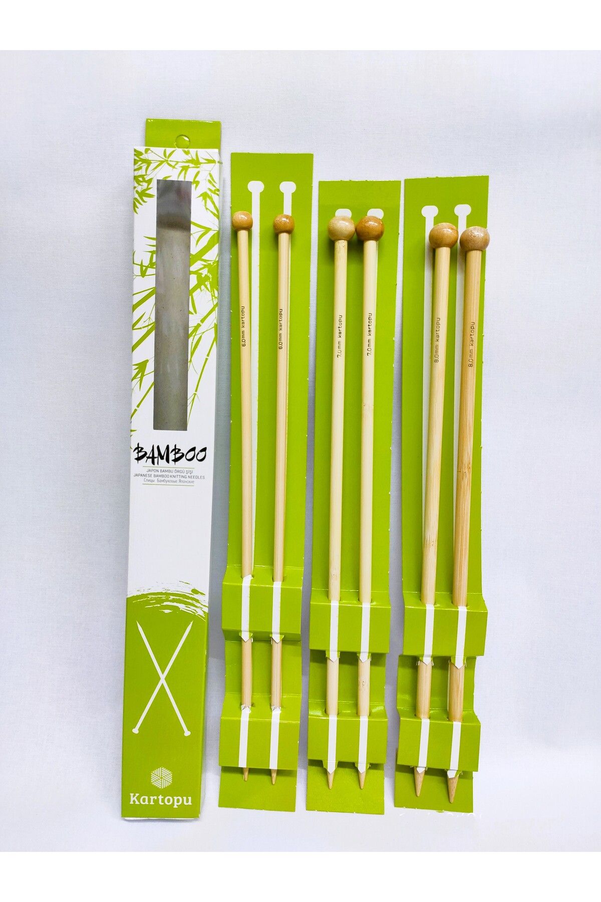 ATMACA TUHAFİYE Set De 3 Ace Din Bambus Japonez Kartopu 6-7-8 Numere Ace De Tricotat Din Lemn De Bambus - 5-9.9mm