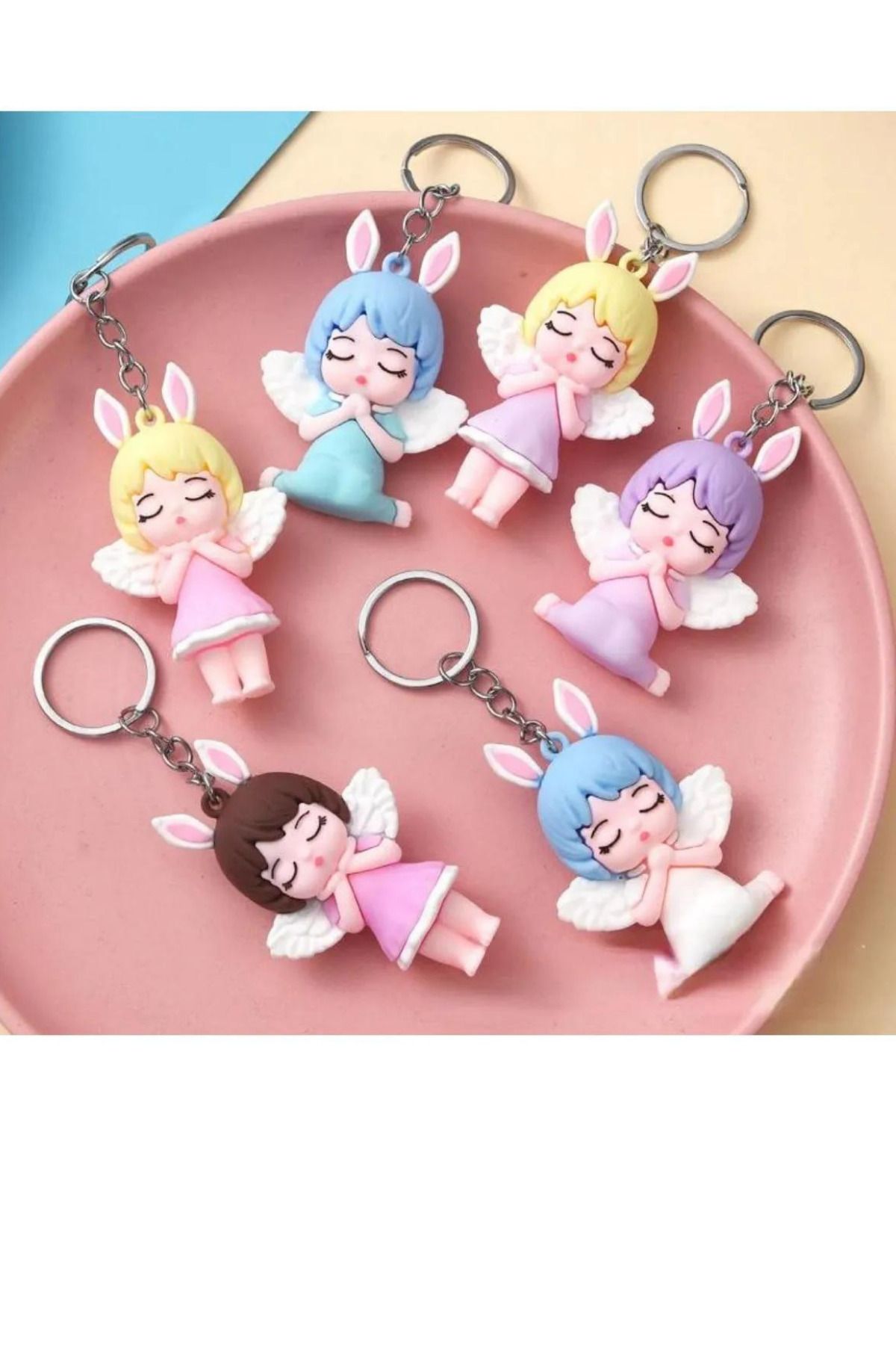 Yeni1Trend-Angel Baby Girl Cartoon Cute Figure 3d Silicone Keychain Bag And Wallet Ornament Accessory 1 Piece 2