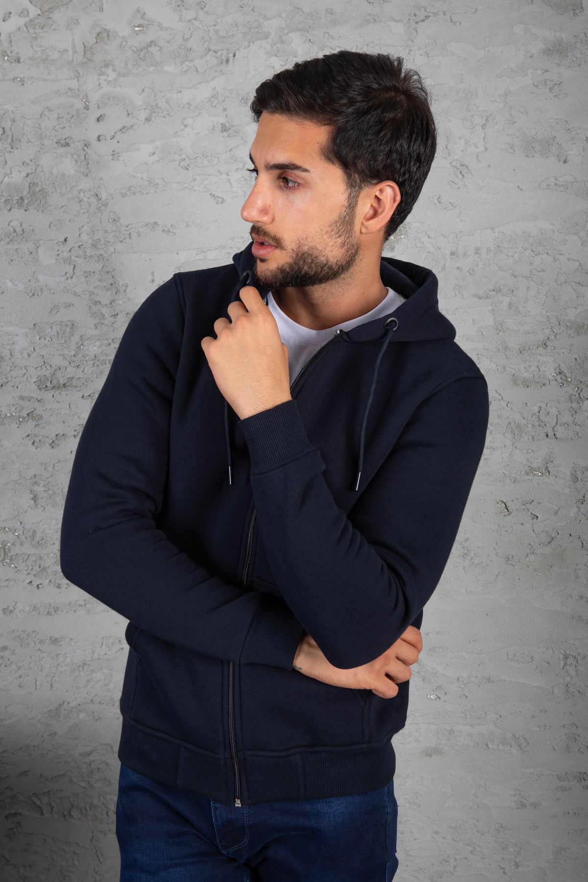 Dark blue discount hoodie men