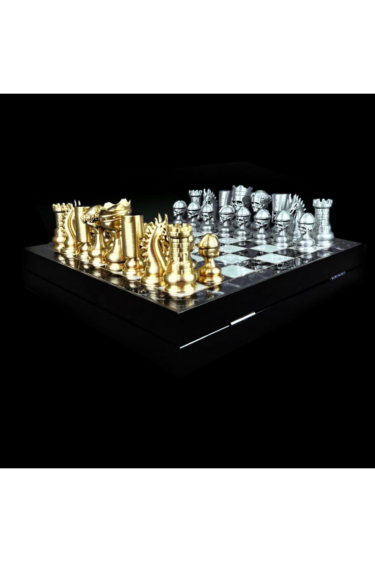 Fume Design-Skull Characters Chess Set - 36 X 36 Cm with Chessboard with Storage 7