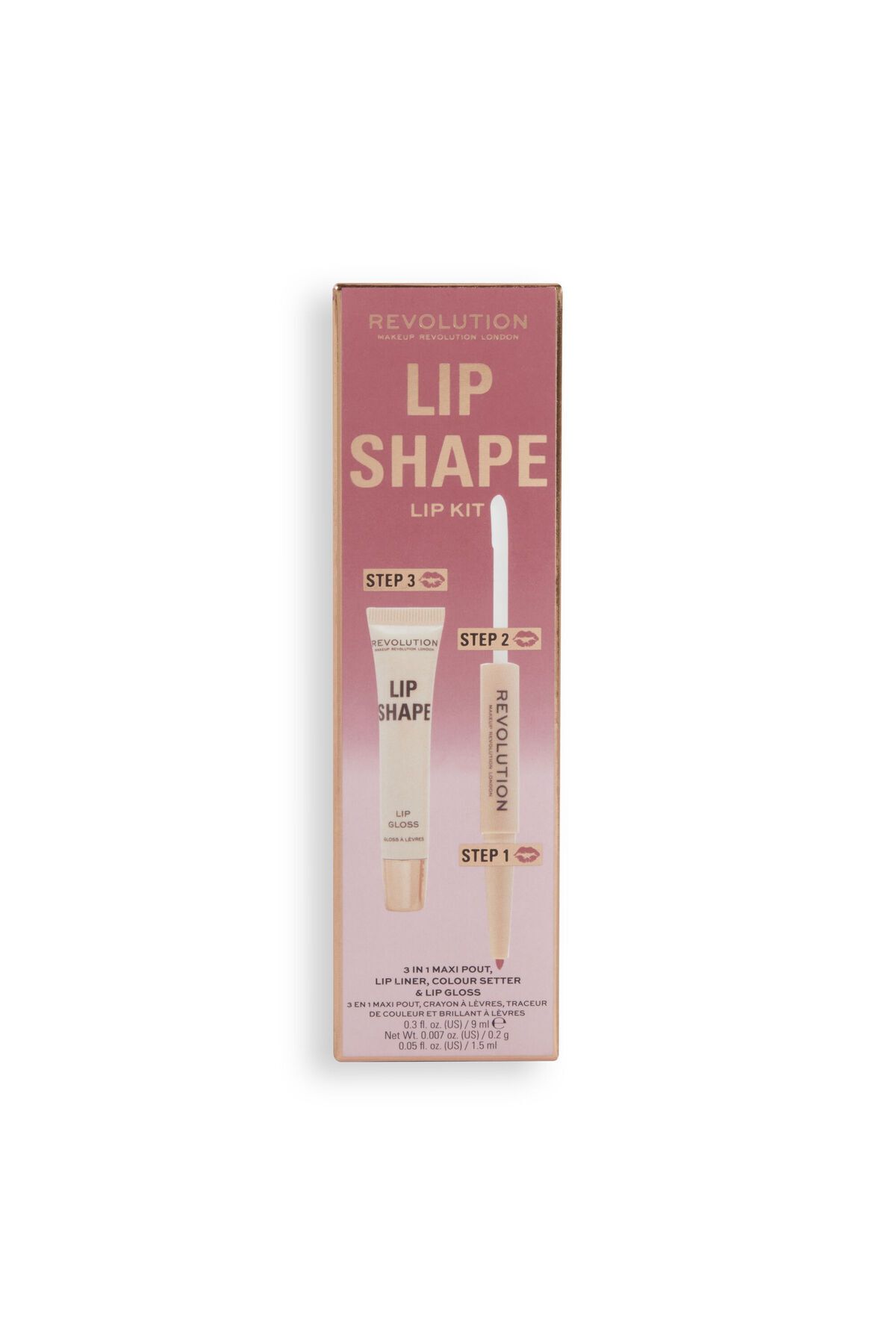 Revolution-Lip Shape Lip Kit Rose Pink 7