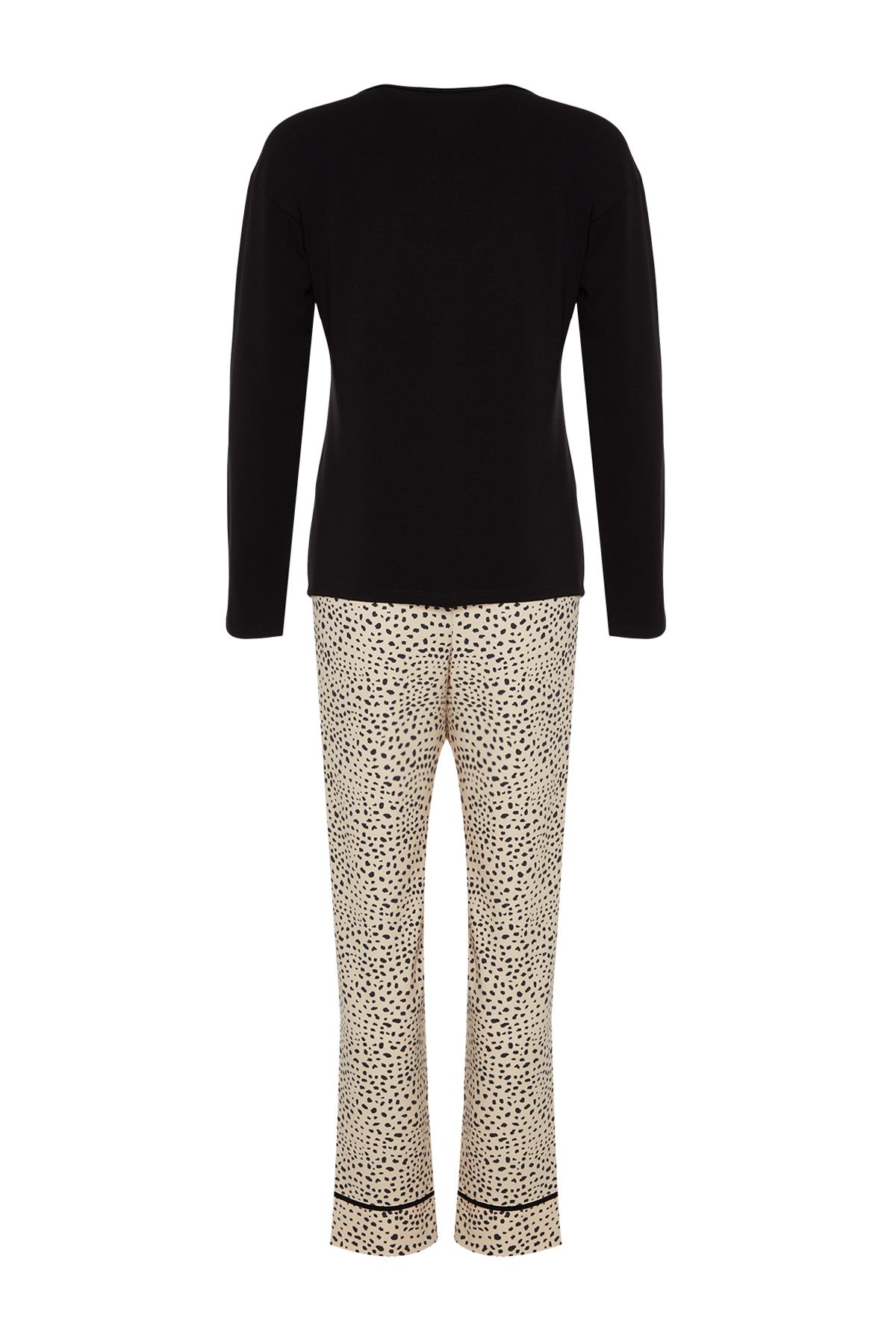 Trendyol Collection-Sada pyžama s leopardím vzorem, 100% bavlna, černá-vícebarevná Thmaw24Pt00209 10