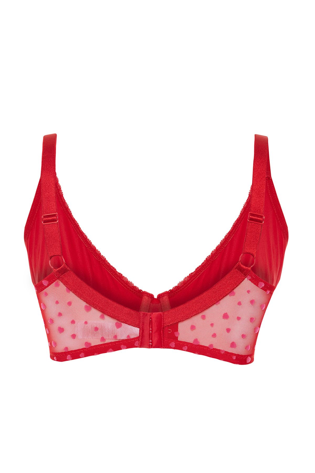 Trendyol Curve-Red Polka Dot Mesh Large Size Bra TBBAW24CW00002 8