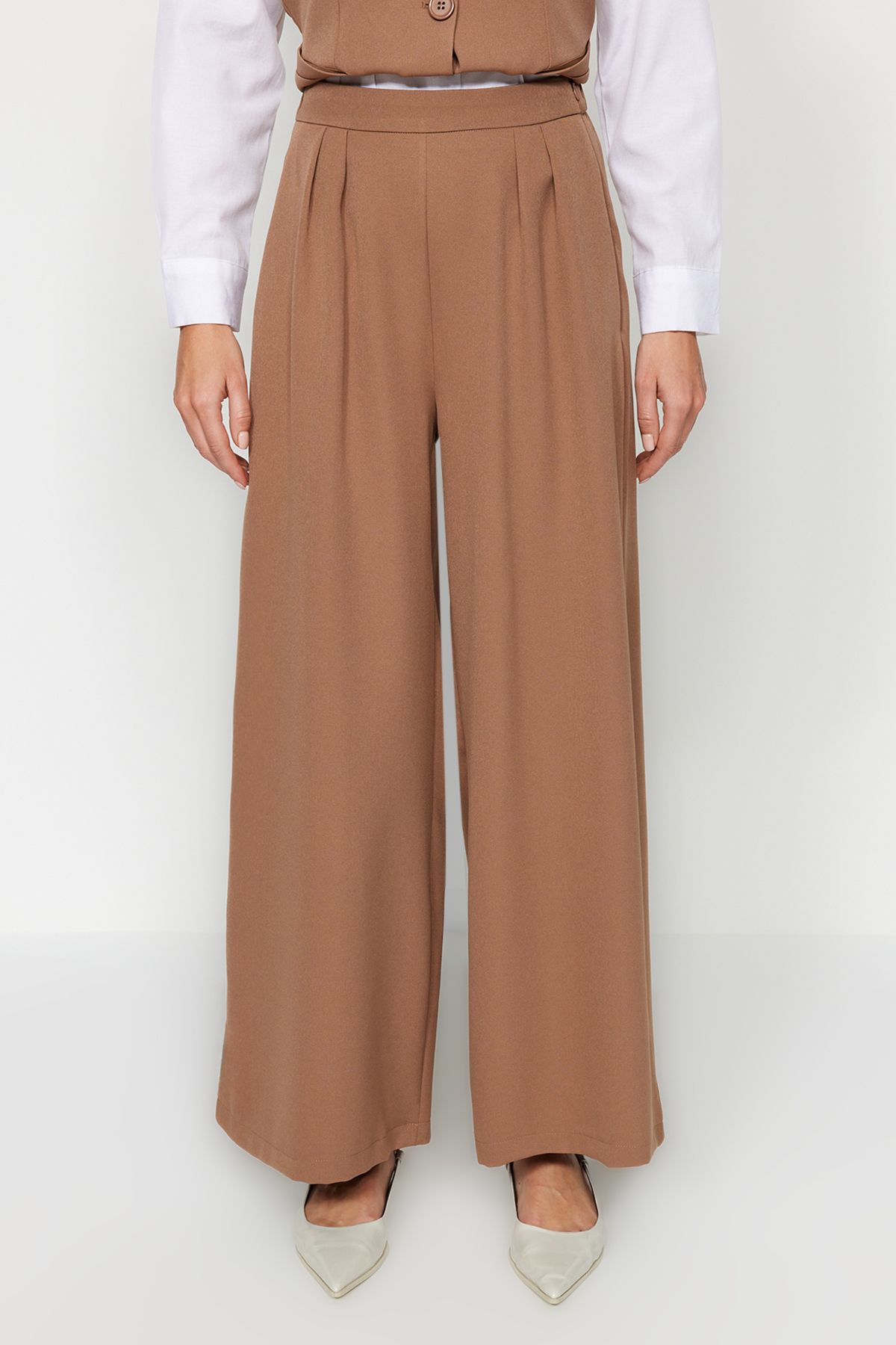 Trendyol Modest-Velbloudí vesta-kalhoty Tkané horní a spodní set TCTAW24US00066 6