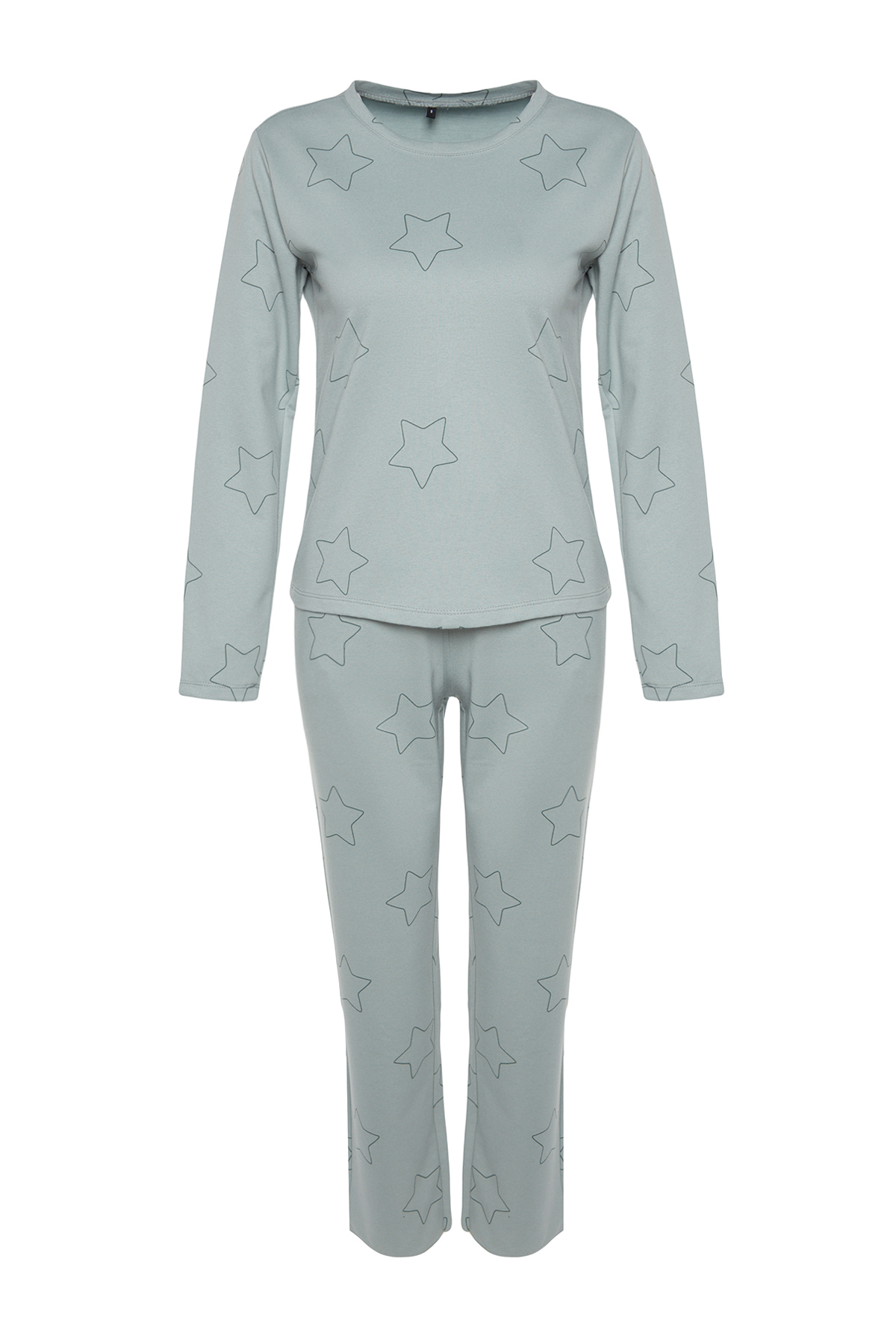 Trendyolmilla  Mint %100 Pamuklu Yıldızlı Örme Pijama Takımı THMAW24PT00234 - Görsel 6