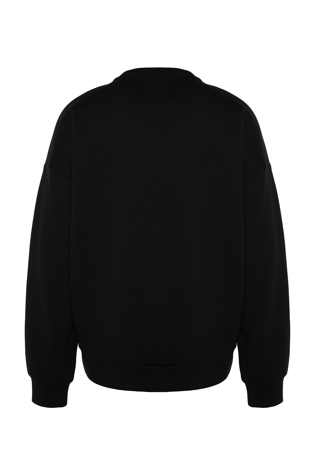 Trendyol Collection-лимитирана серия - черен бродиран суичър от полар TMNAW24SW00134 8