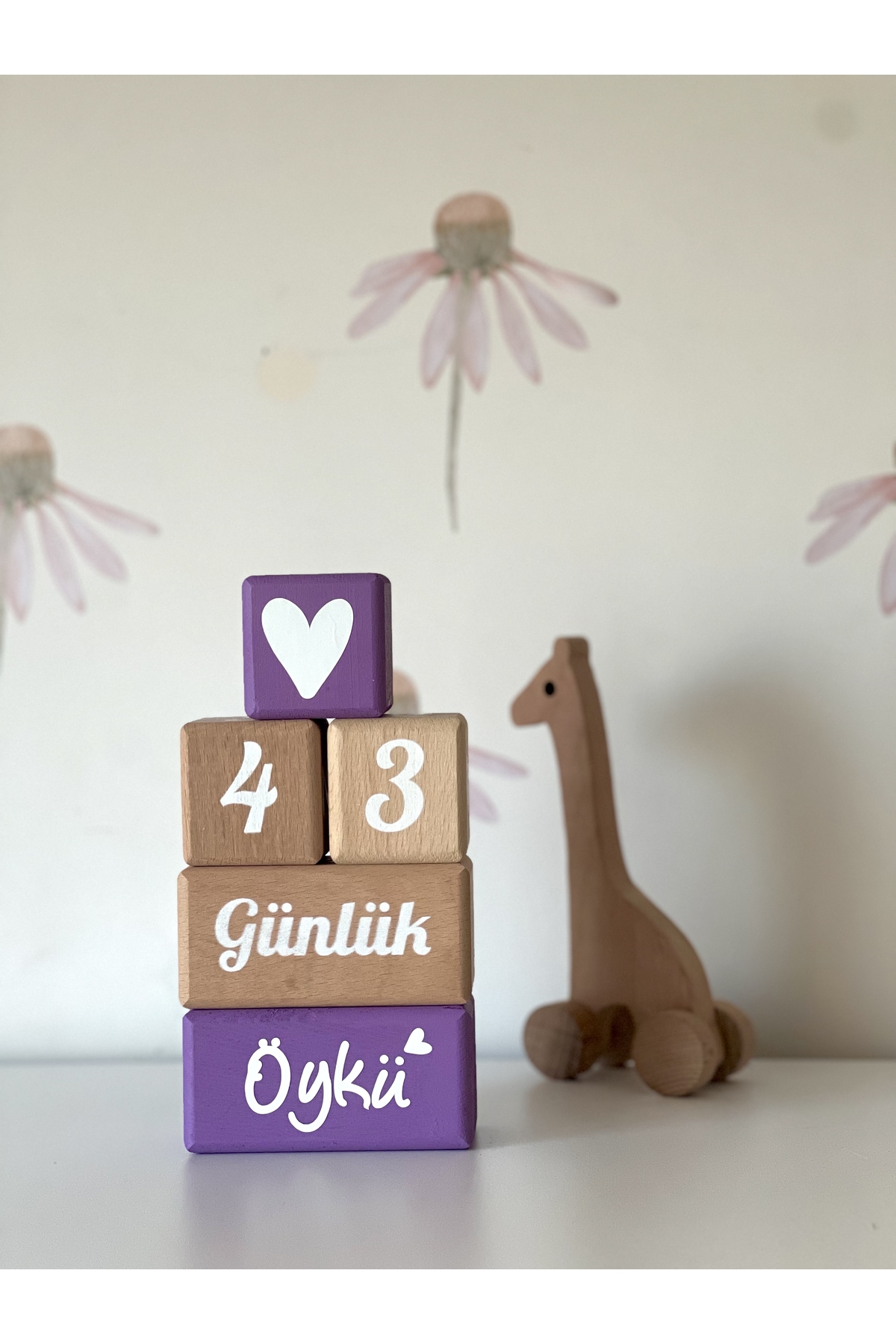 Anne bebek anı küpü lila beyaz Türkçe yazılı isimli set