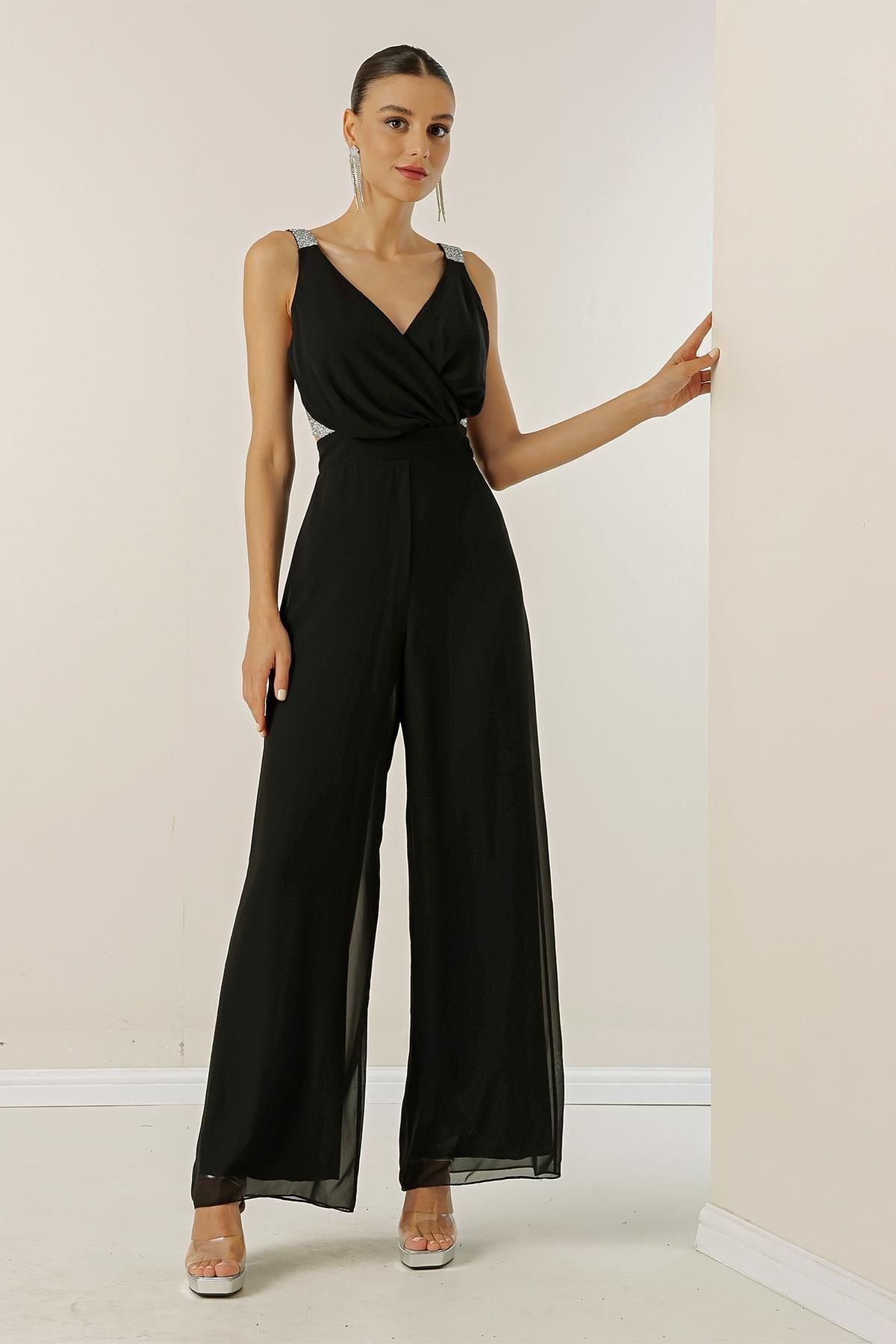 Black shop chiffon jumpsuit
