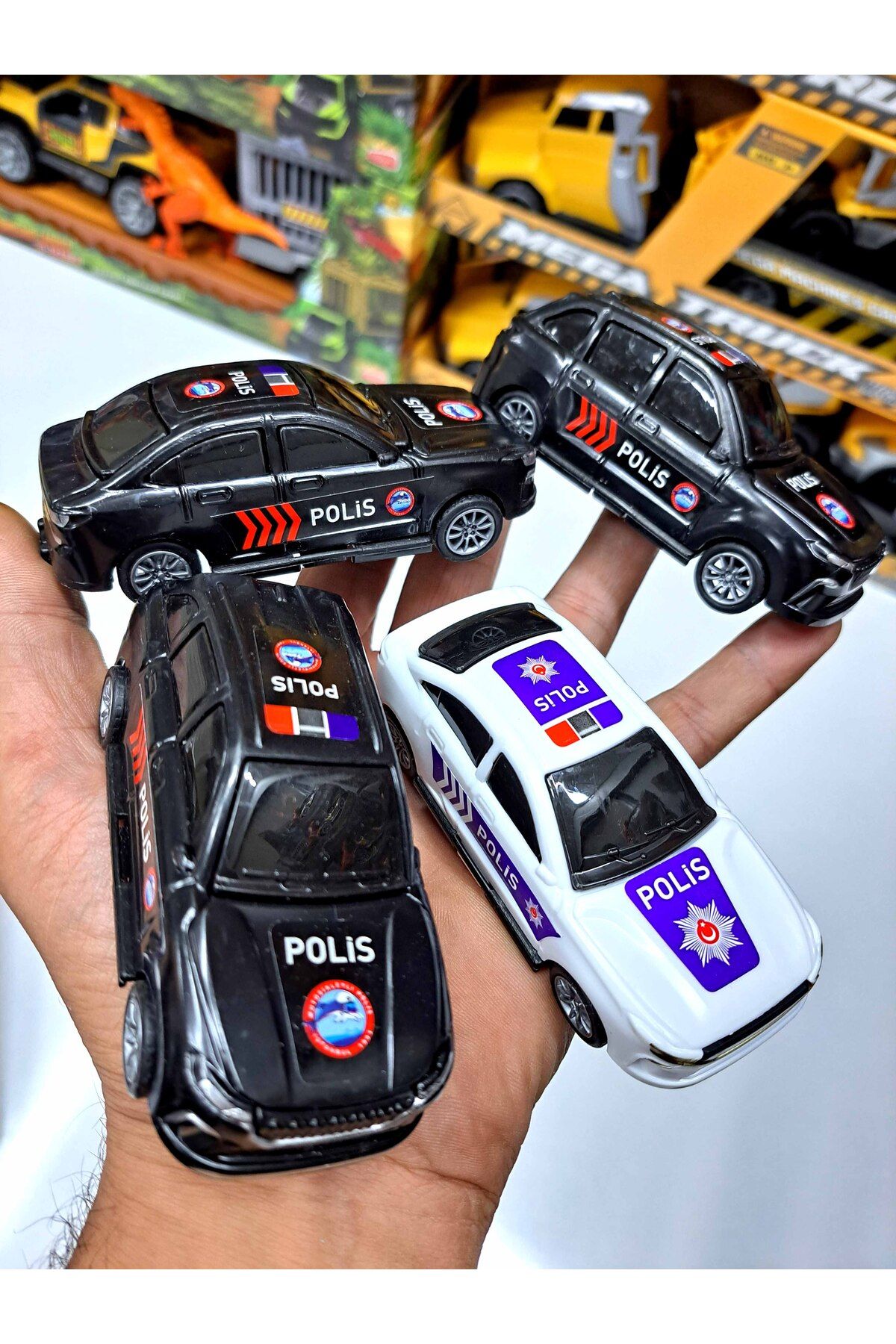 ALYTOYS Oyuncak Araba Seti Togg Polis Arabaları 4'lü Araba siyah beyaz ...