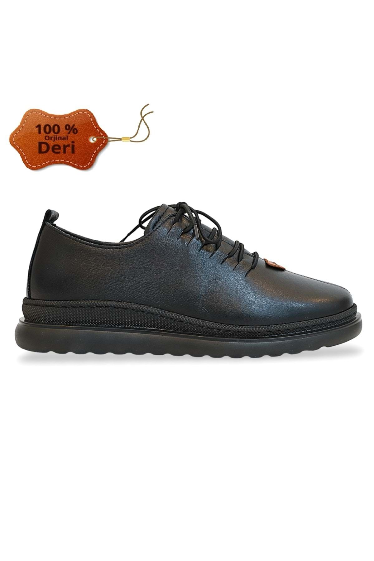 Konfores-1760-394151 Genuine Leather Anatomical Sole Seasonal Shoes BLACK 4