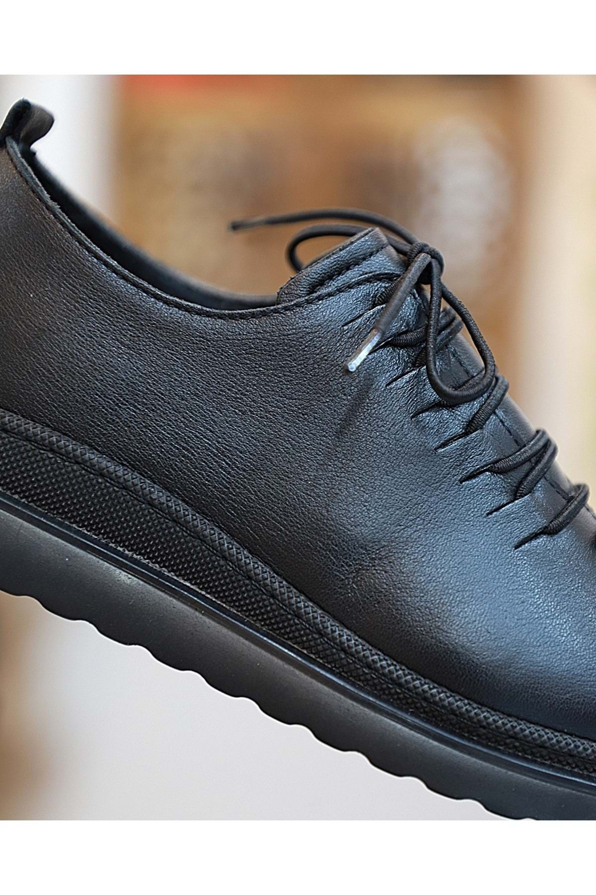 Konfores-1760-394151 Genuine Leather Anatomical Sole Seasonal Shoes BLACK 3