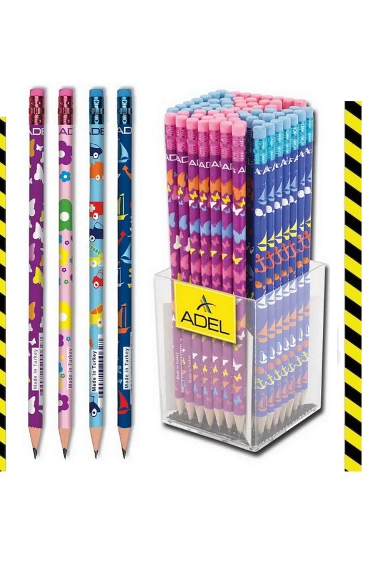 Adel - KURŞUN KALEM ADEL KİDS DESENLİ SİLGİLİ ( 5 AYRI MODEL) + SİLGİ HEDİYE