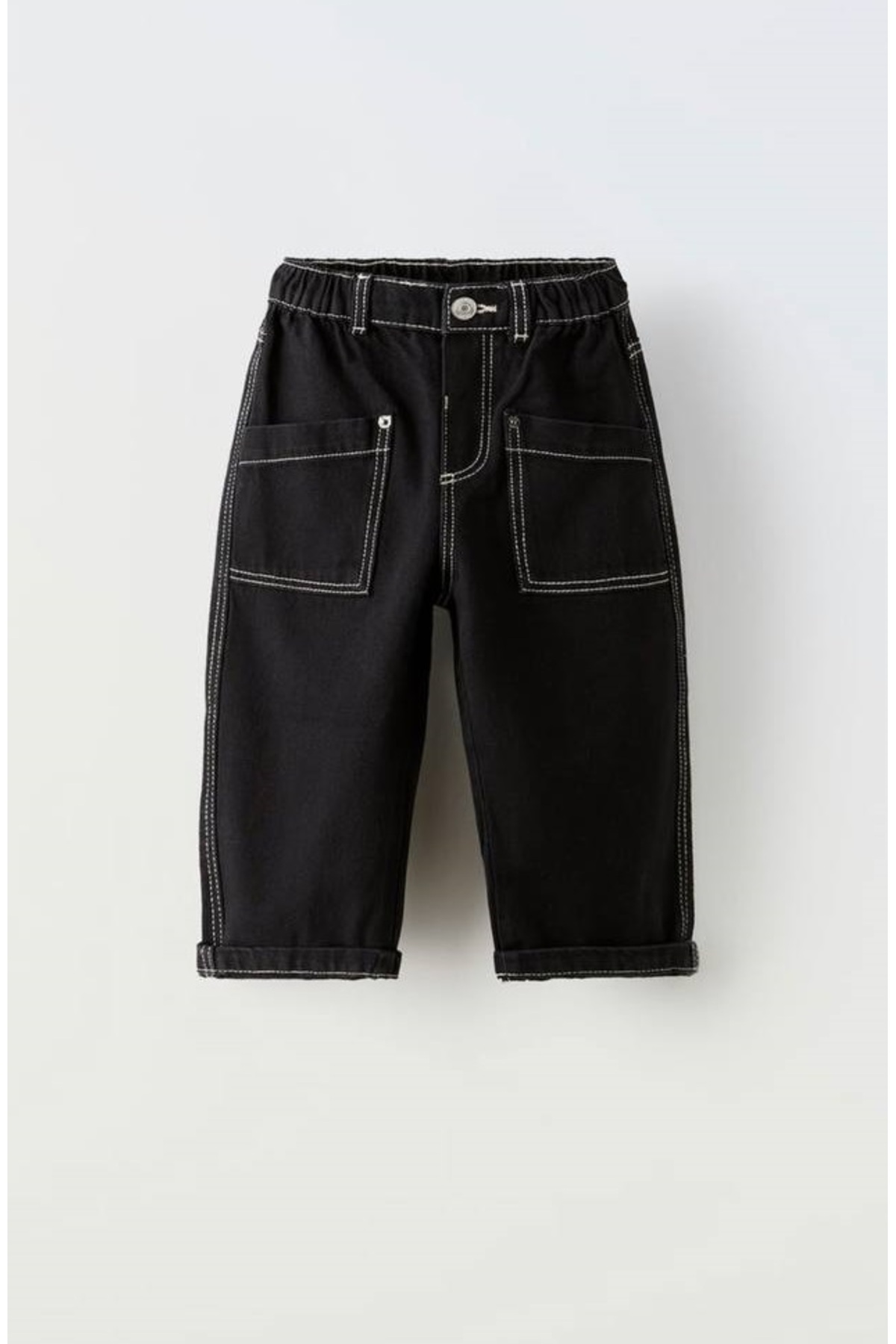 Hzmis Kontrast Diki Detayl Unisex Belden Lastikli Jean Denim Kot hzmis-kontrast-diki-detayl-unisex-belden-lastikli-jean-denim-kot
