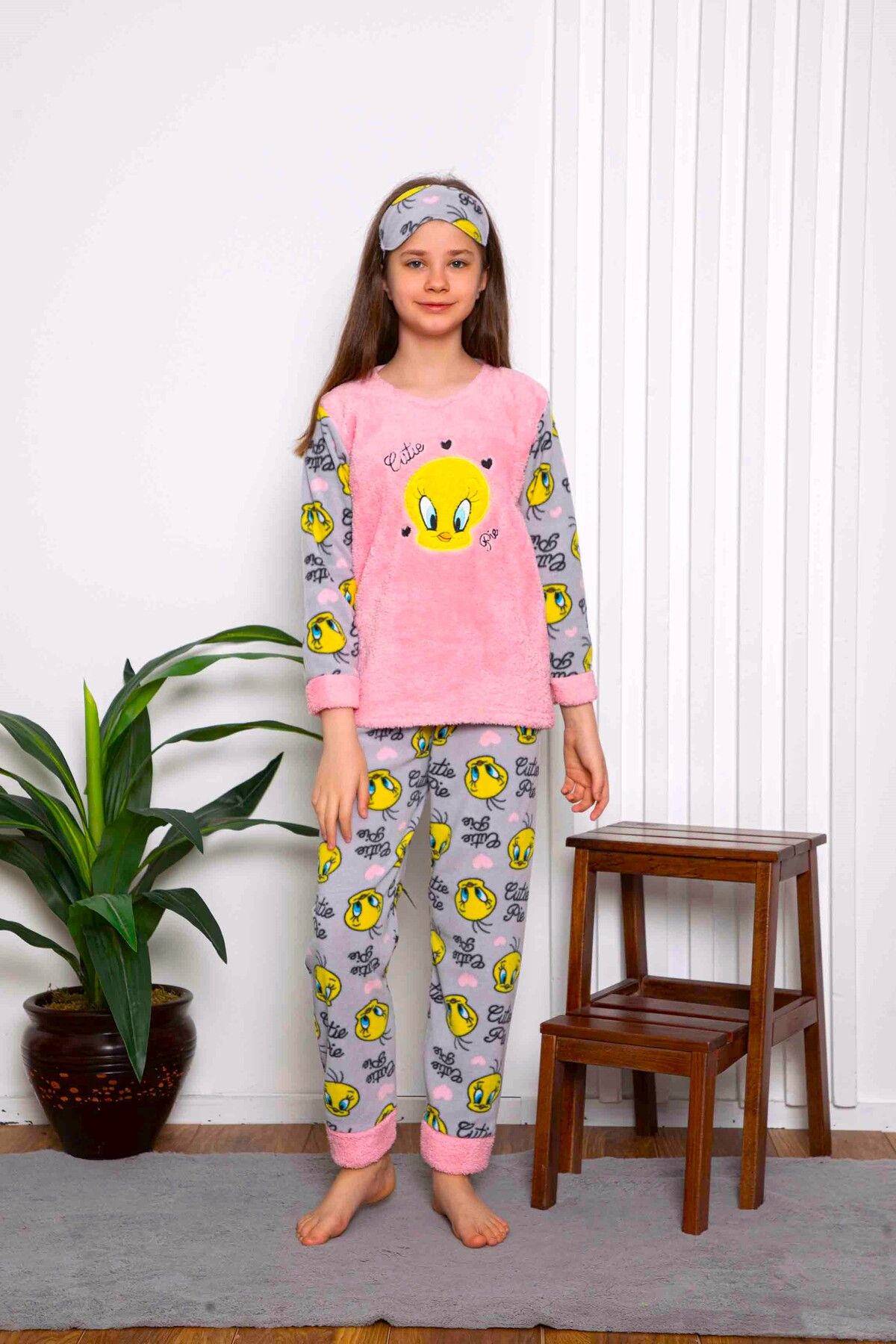 Tarık-Holka Dítě Chlapeček Tweety Winter Fleece Pyžamový set -2305 2