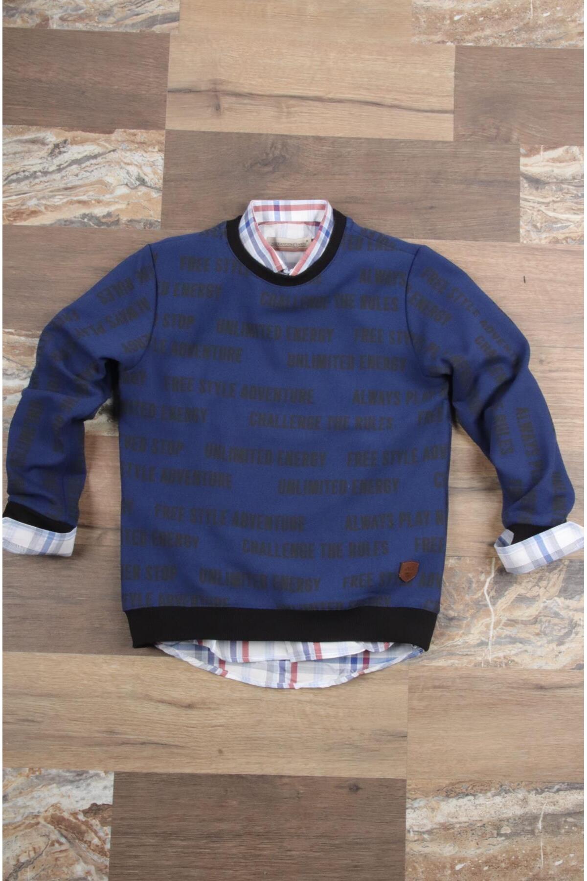 سویشرت پسرانه آبی سرمه ای ALEXANDERGARDI | C22-90400 اورجینال - تصویر 3