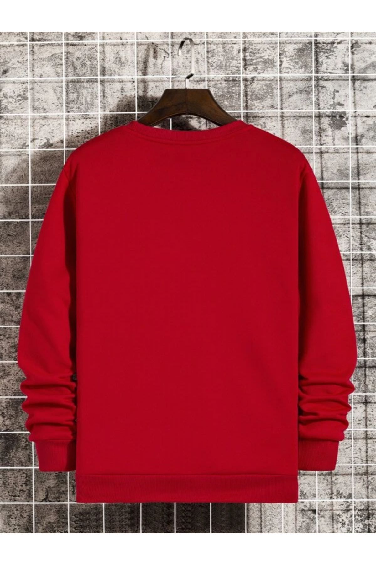 Plain red outlet crewneck sweatshirt