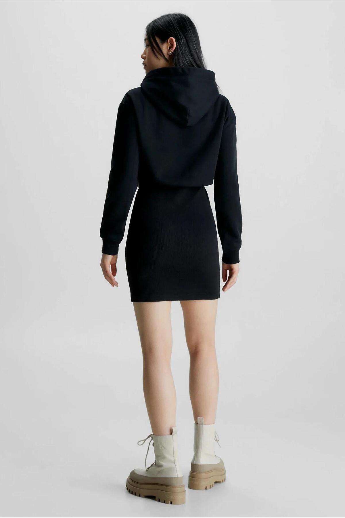 Calvin Klein LOGO ELASTIC HOODIE DRESS