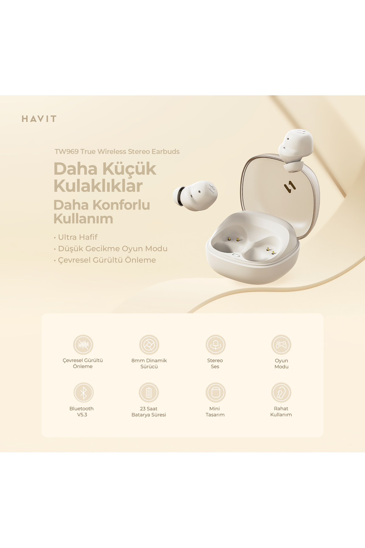 Havit TW969 ENC TWS Bluetooth 5.3 Kulaklık - Kulakiçi Kulaklık Mavi ...