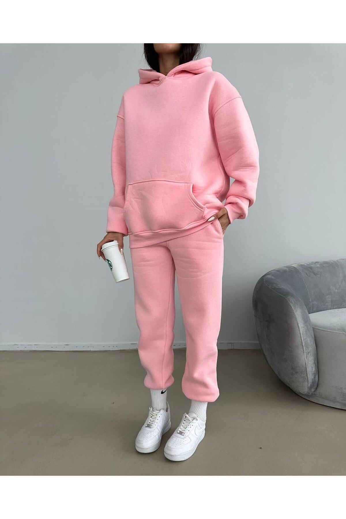 CLAYES Sweatsuit set Pink Oversize Trendyol