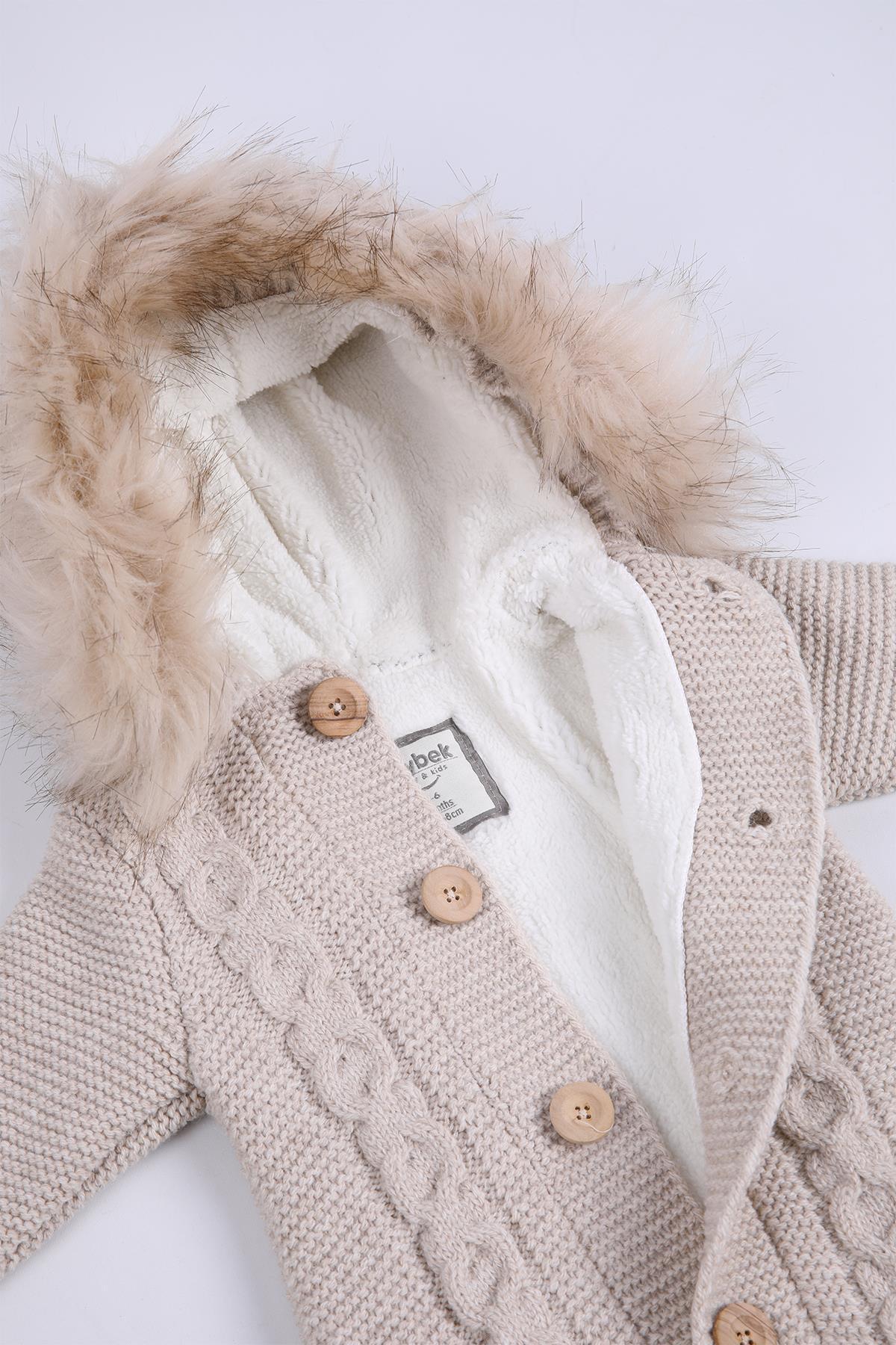 Babyhola Kalın Triko İçi Velsoft Tulum Kız Erkek Bebek Çocuk Kapüşonlu Kışlık Dış Tulum fotoğrafı 4 (önizleme)