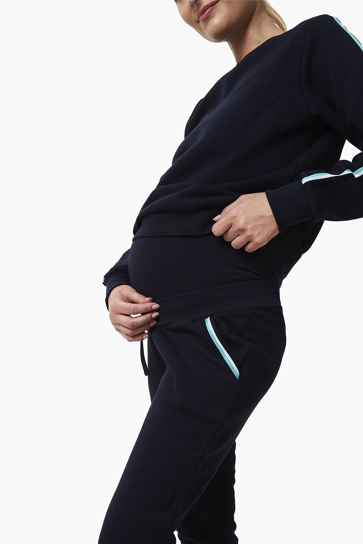 Style The Bump-Silvia Stripe Detailed Navy Blue Tracksuit Set 5