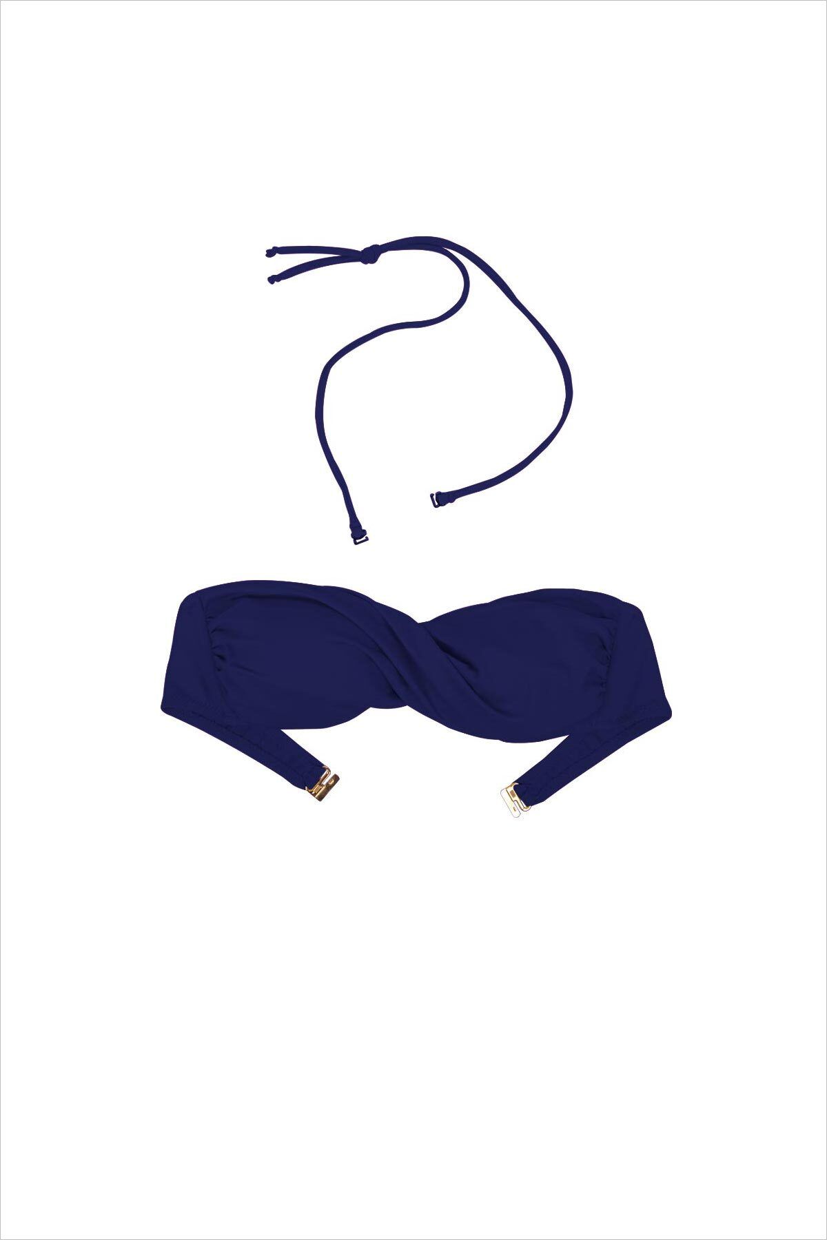 AYYILDIZ-63508 Navy Blue Twist Strapless Bikini Top 4
