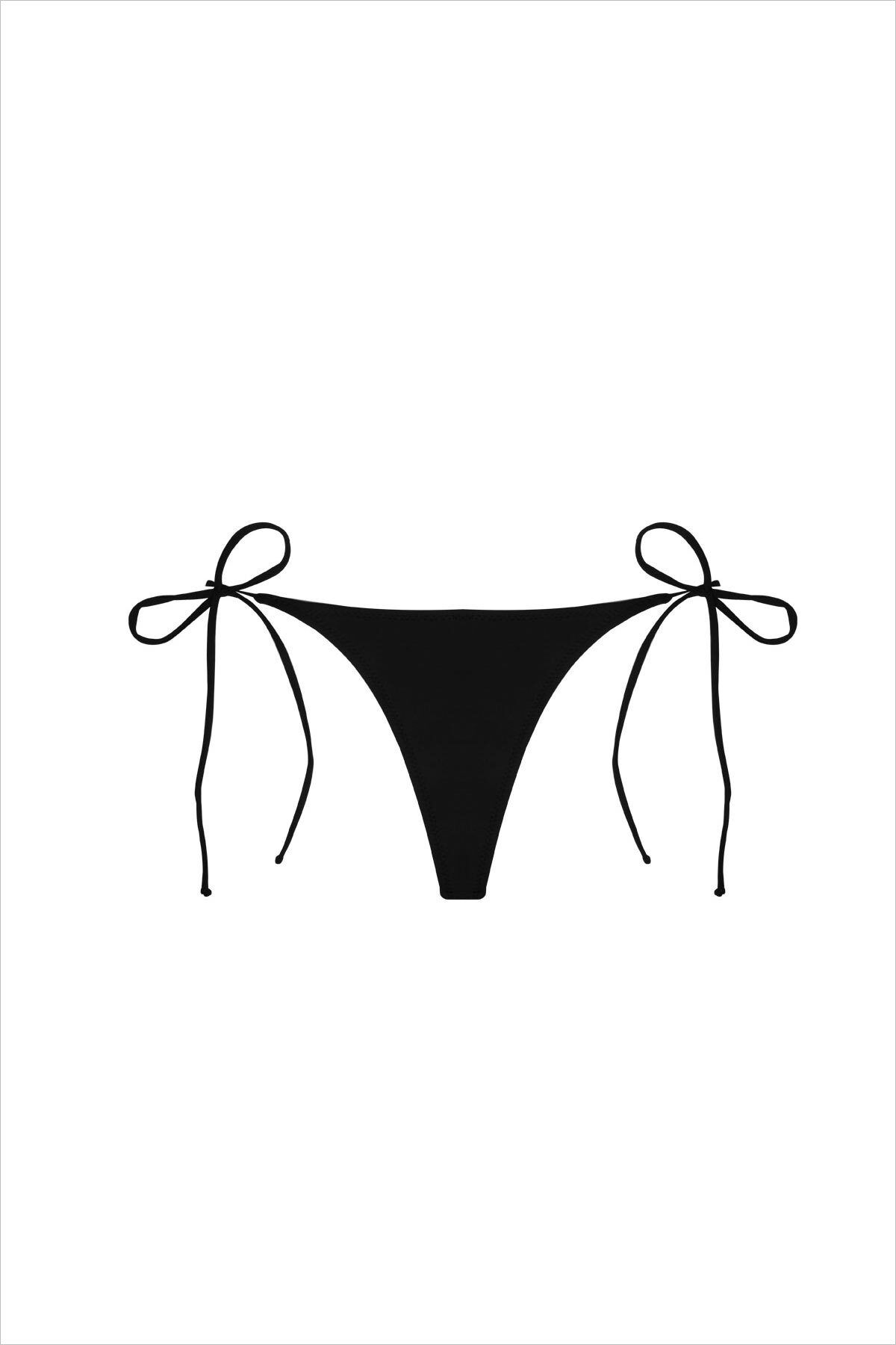 AYYILDIZ-63005 Black String Bikini Bottom 3