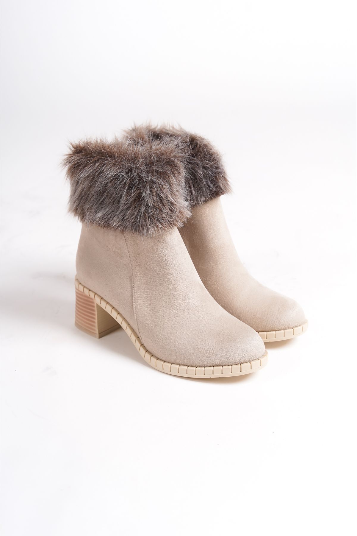 LAR NA Ankle Boots Beige Platform Heels Trendyol
